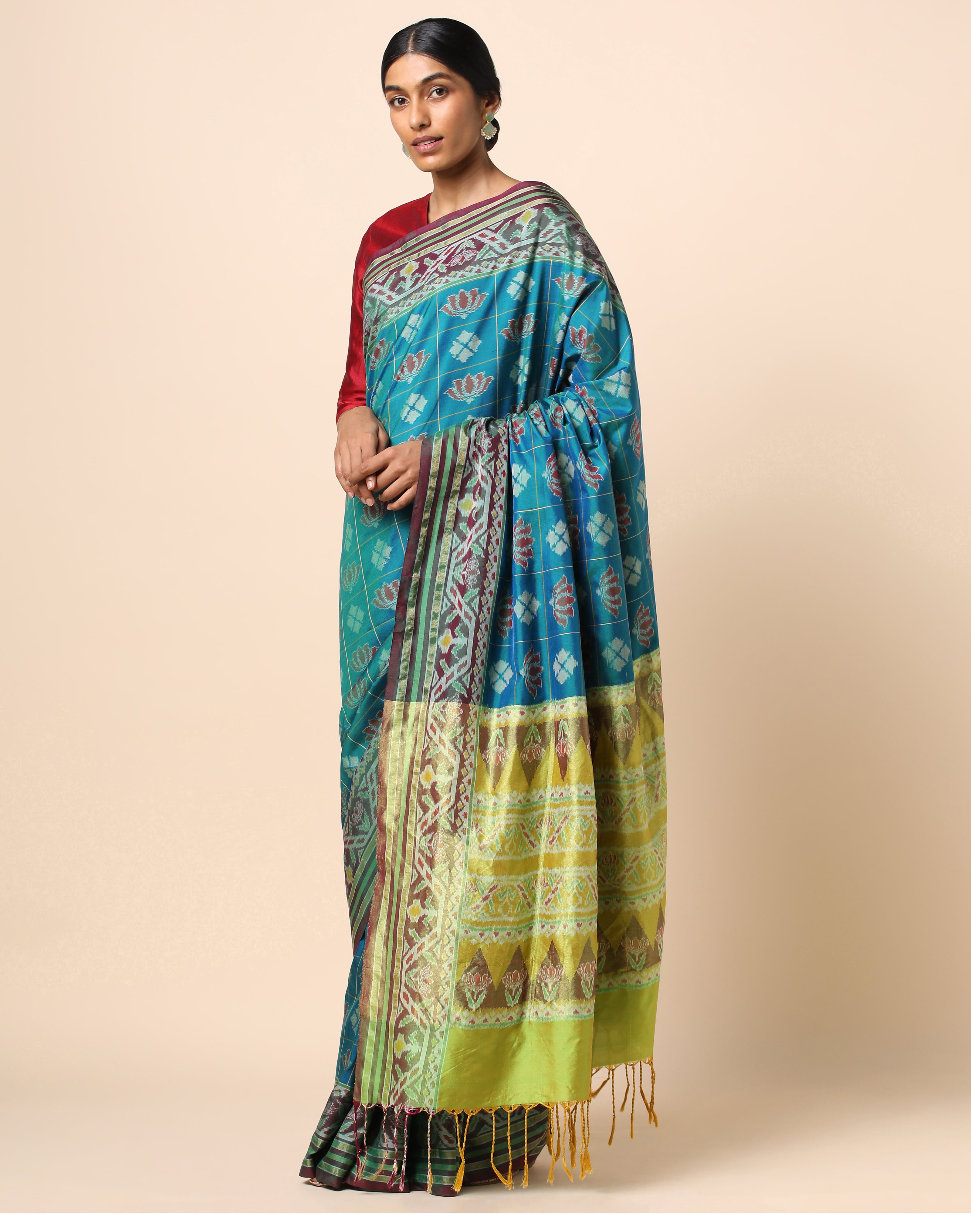 Shubhra Pochampally Warp Ikat Silk Saree