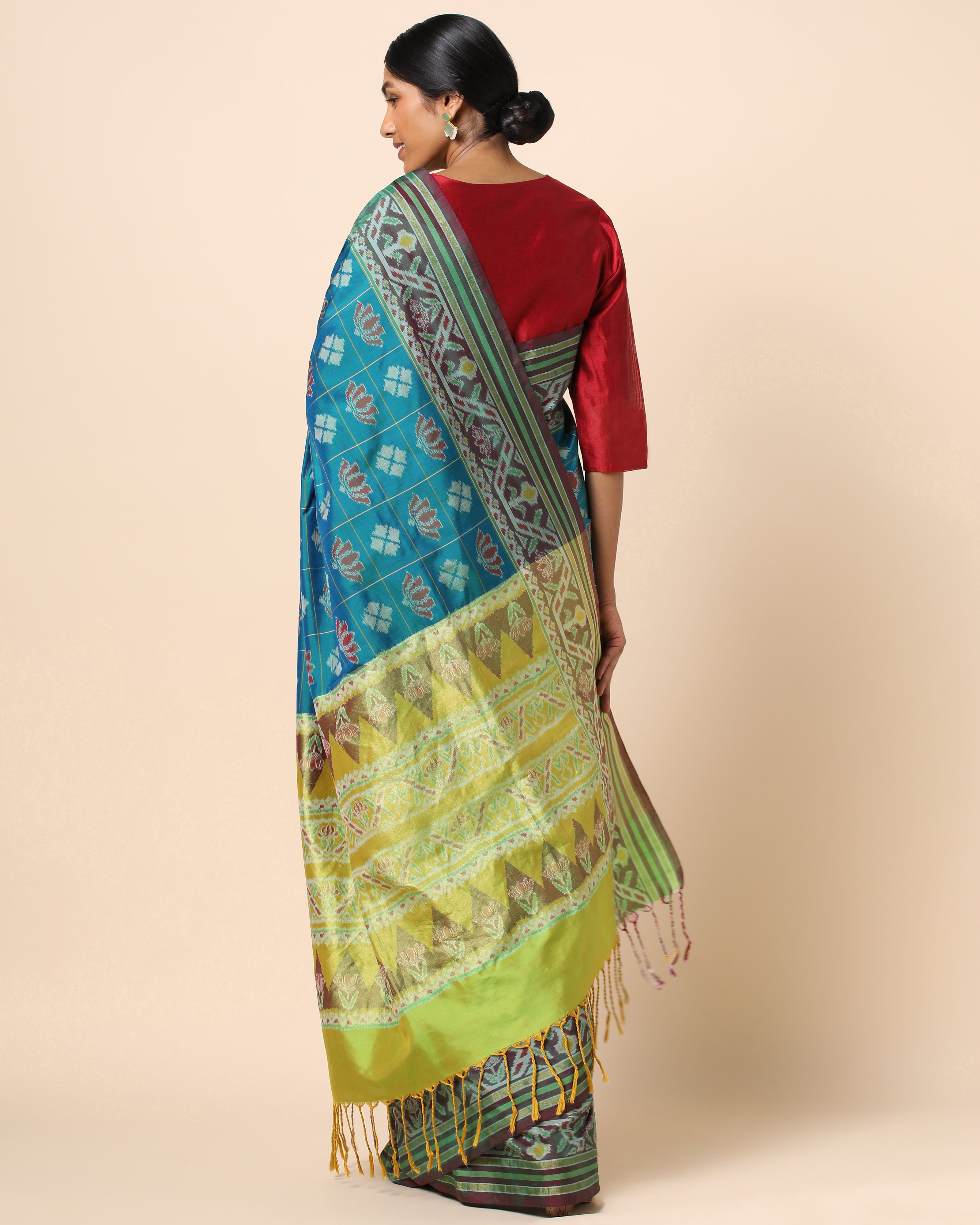 Shubhra Pochampally Warp Ikat Silk Saree