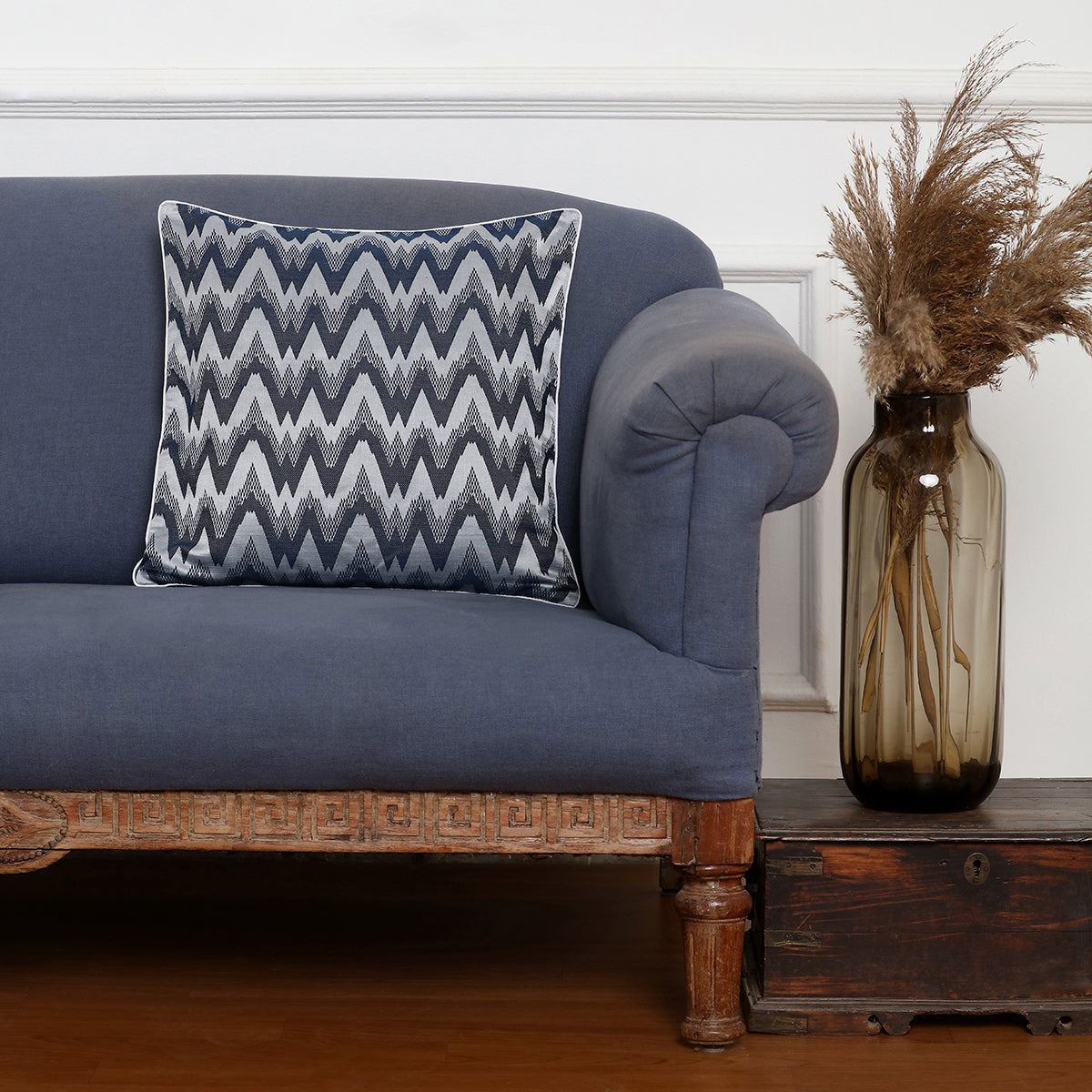 Yugen Banarasi Satin Brocade Silk Cotton Cushion Cover