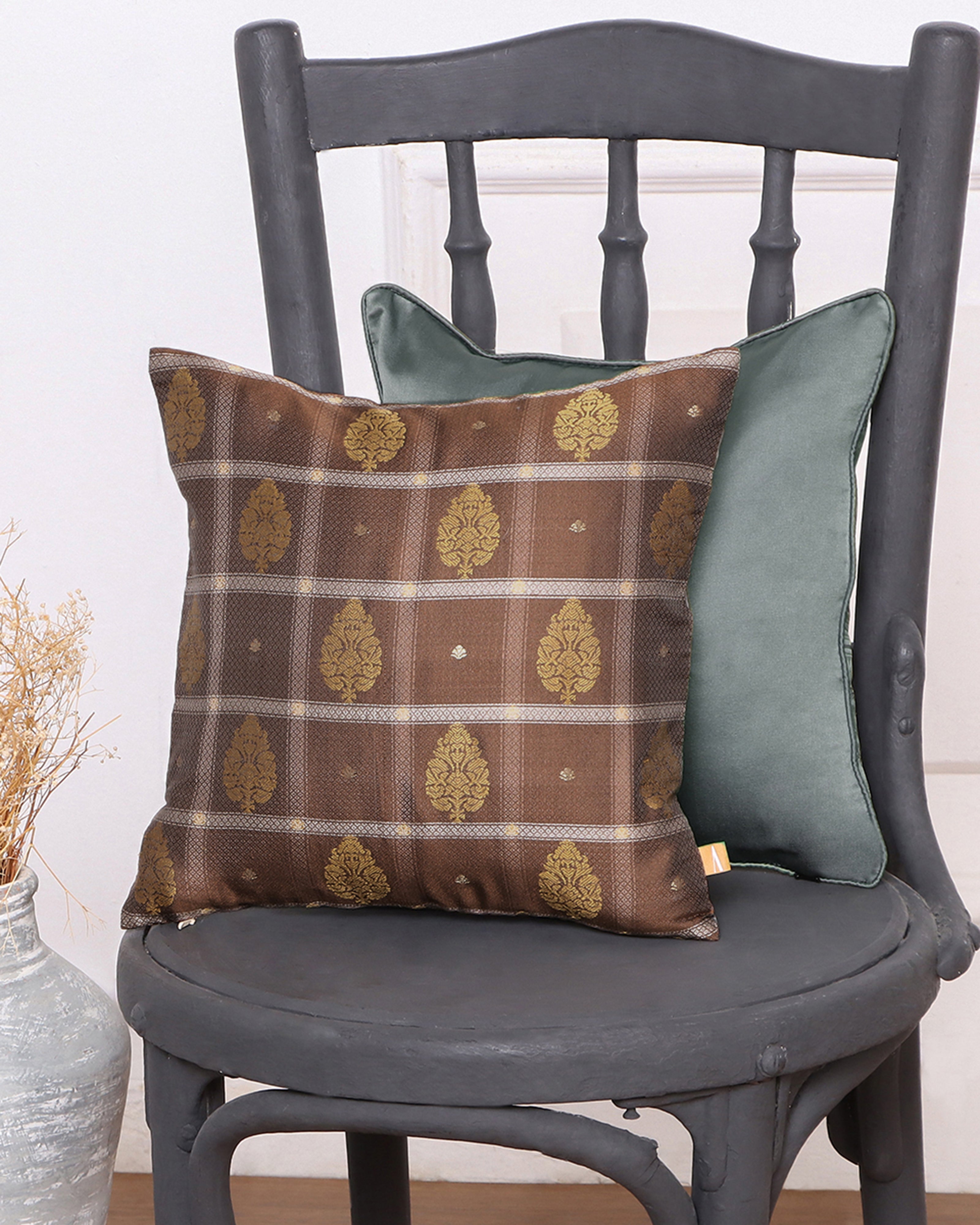 Anant Banarasi Powdi Silk Cushion Cover