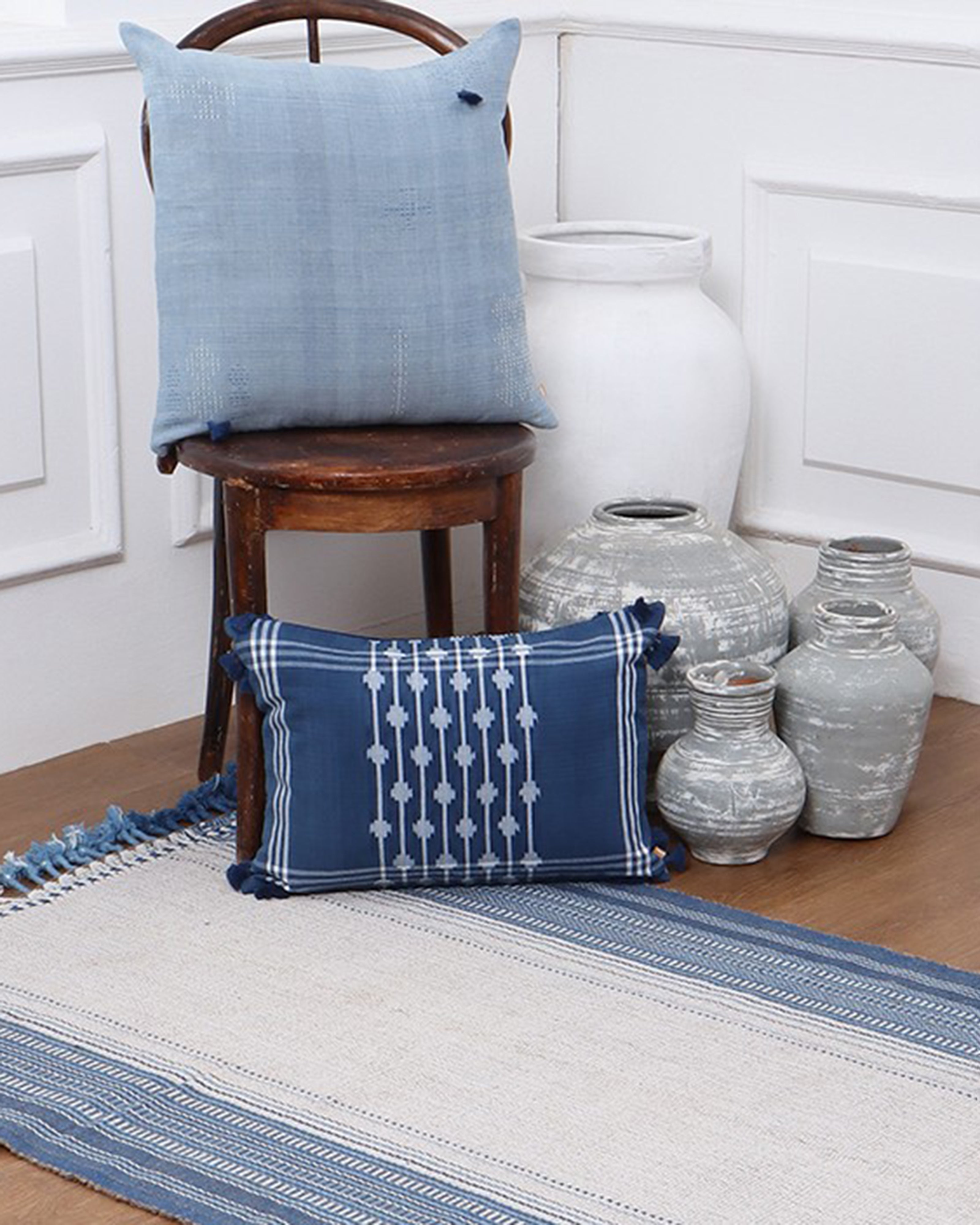 Ojas Pochampally Warp Ikat Cotton Cushion Cover