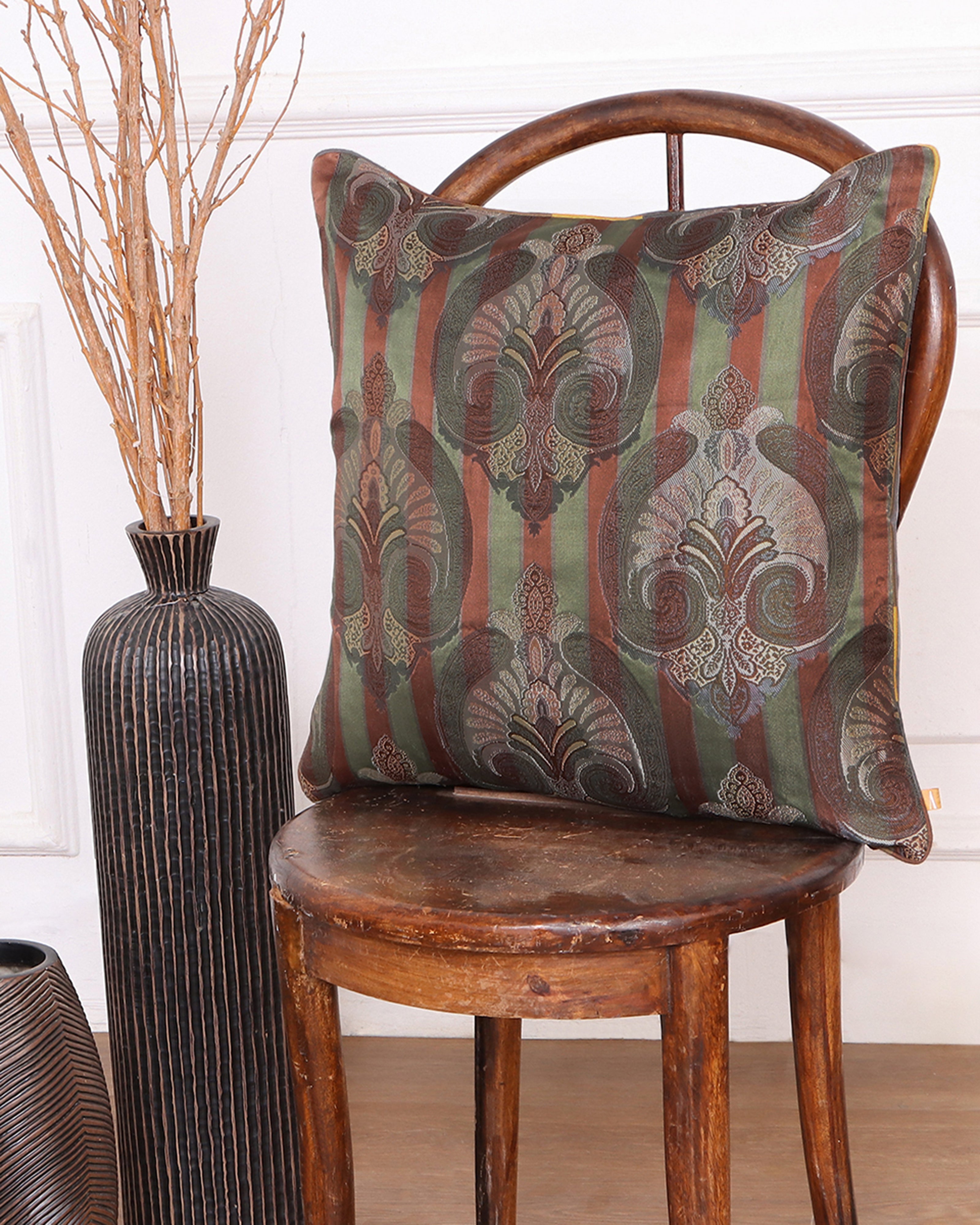 Reva Banarasi Gyasar Silk Cushion Cover