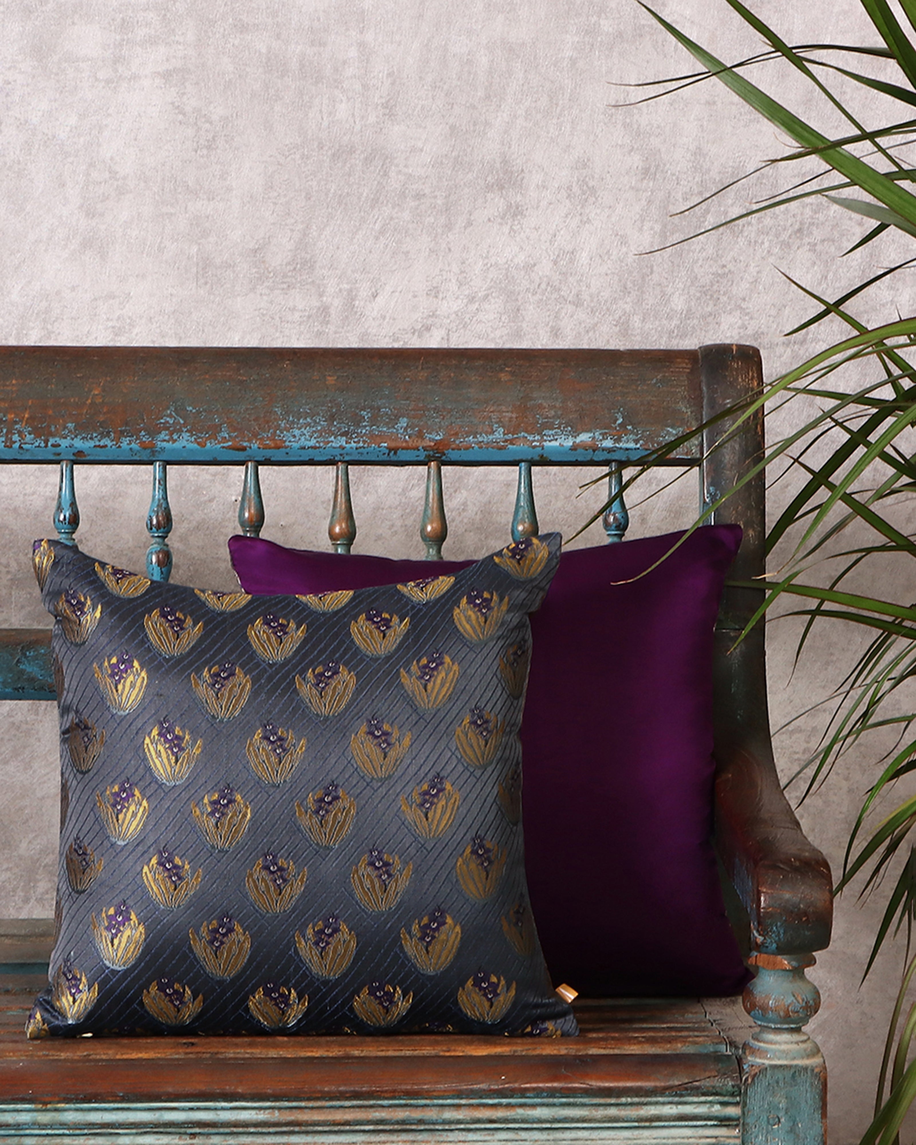 Neerja Banarasi Satin Brocade Silk Cushion Cover