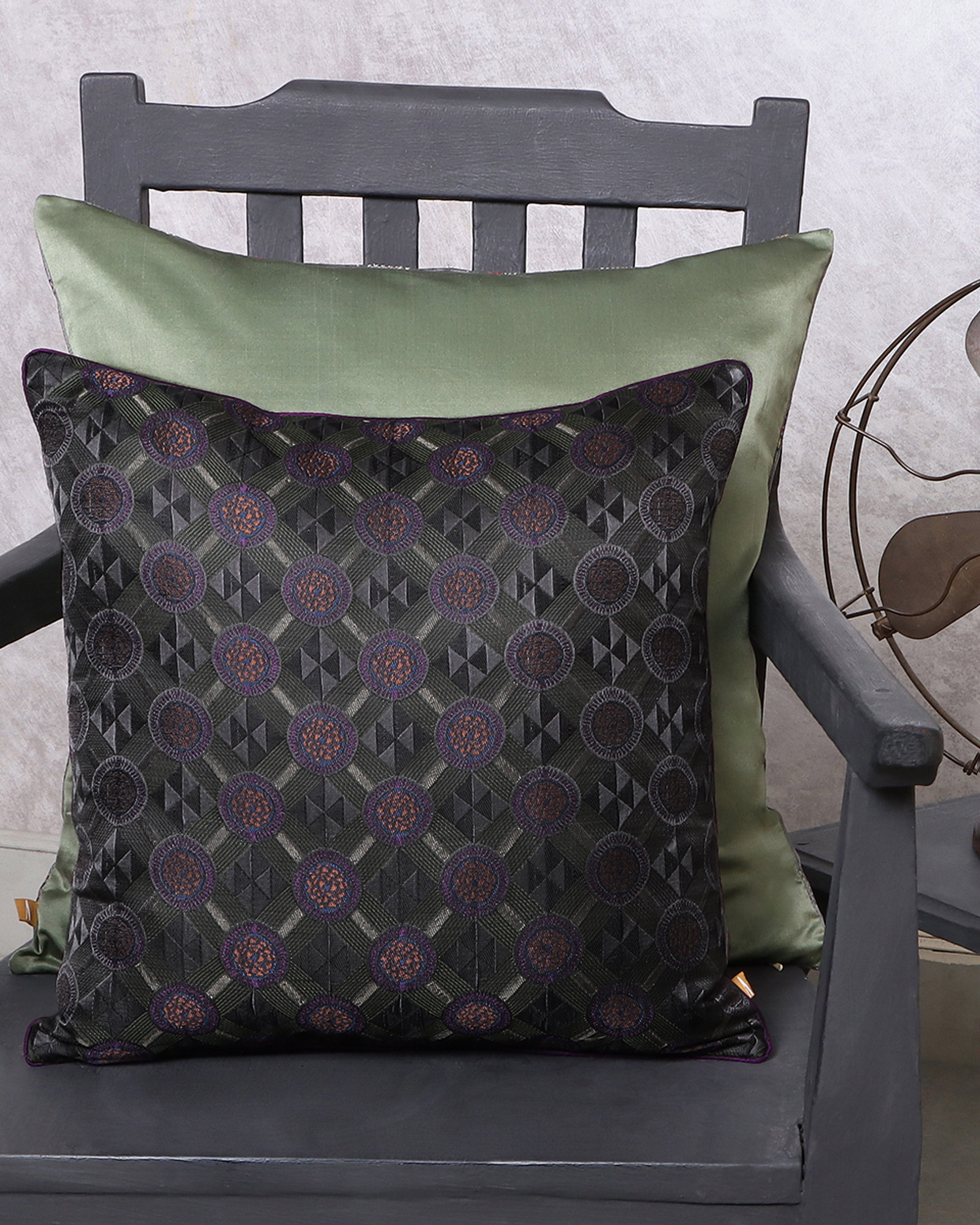 Mrinalini Banarasi Satin Brocade Silk Cushion Cover