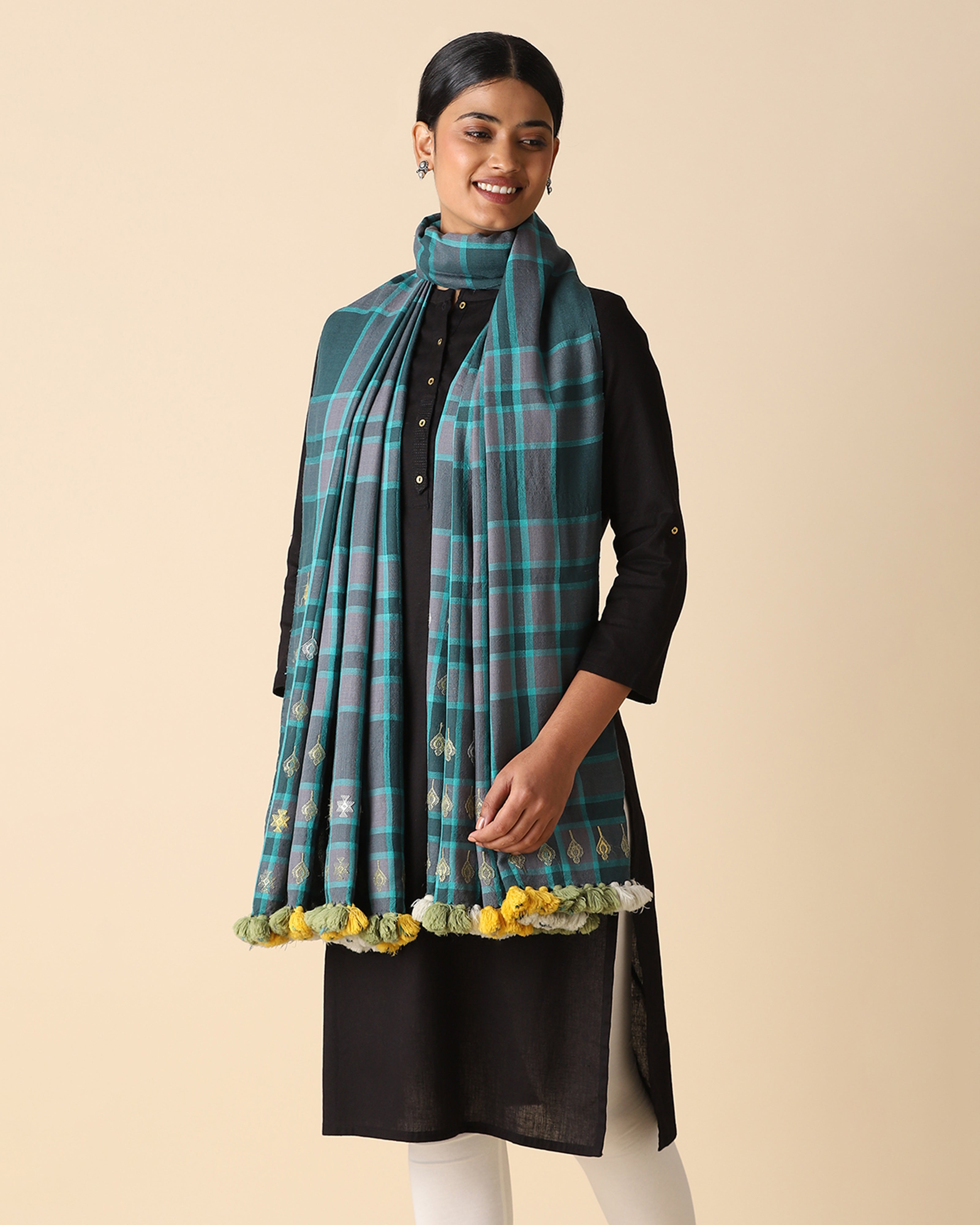 Latifa Bhujodi Extra Weft Wool Silk Shawl