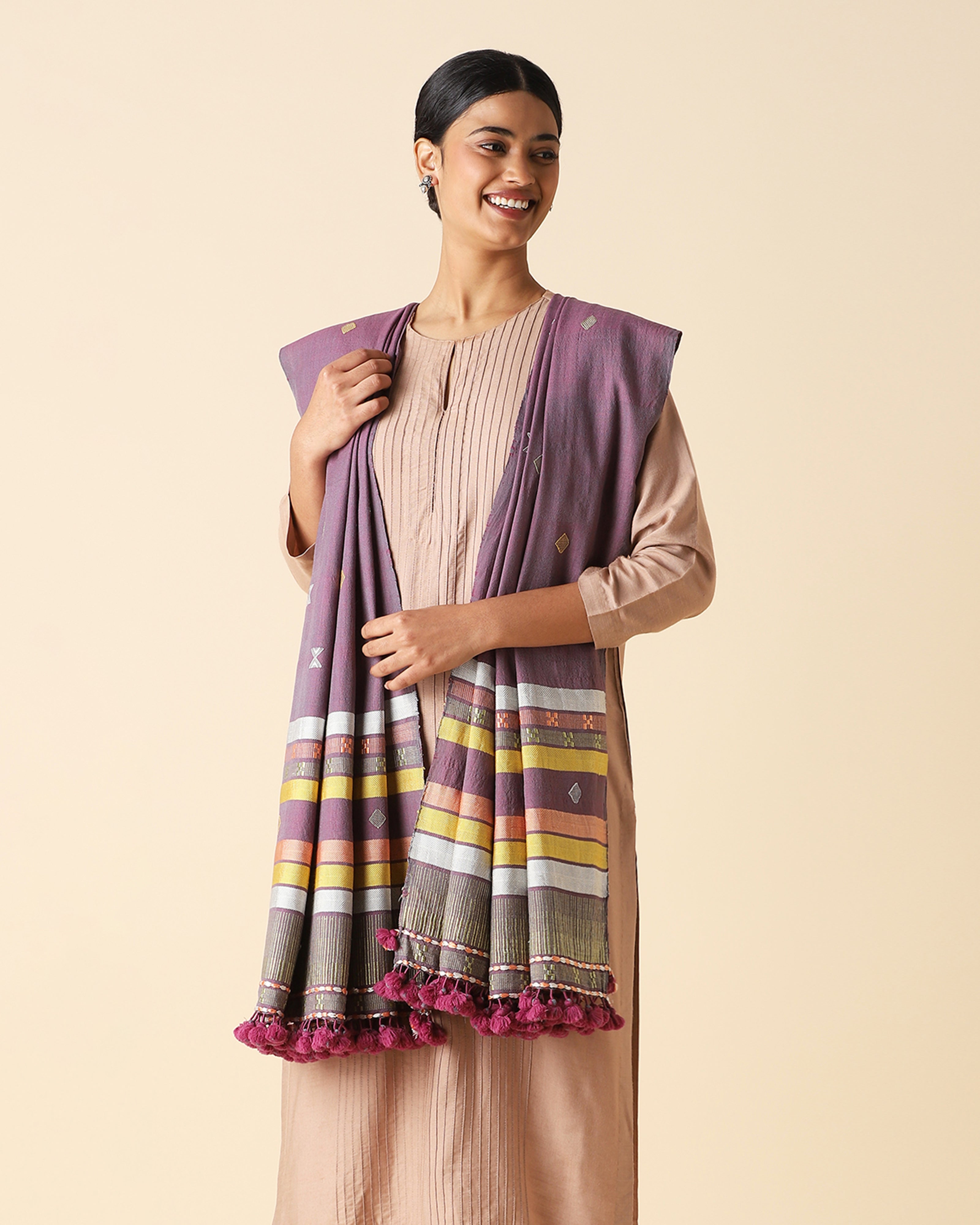 Lunara Bhujodi Extra Weft Wool Silk Shawl