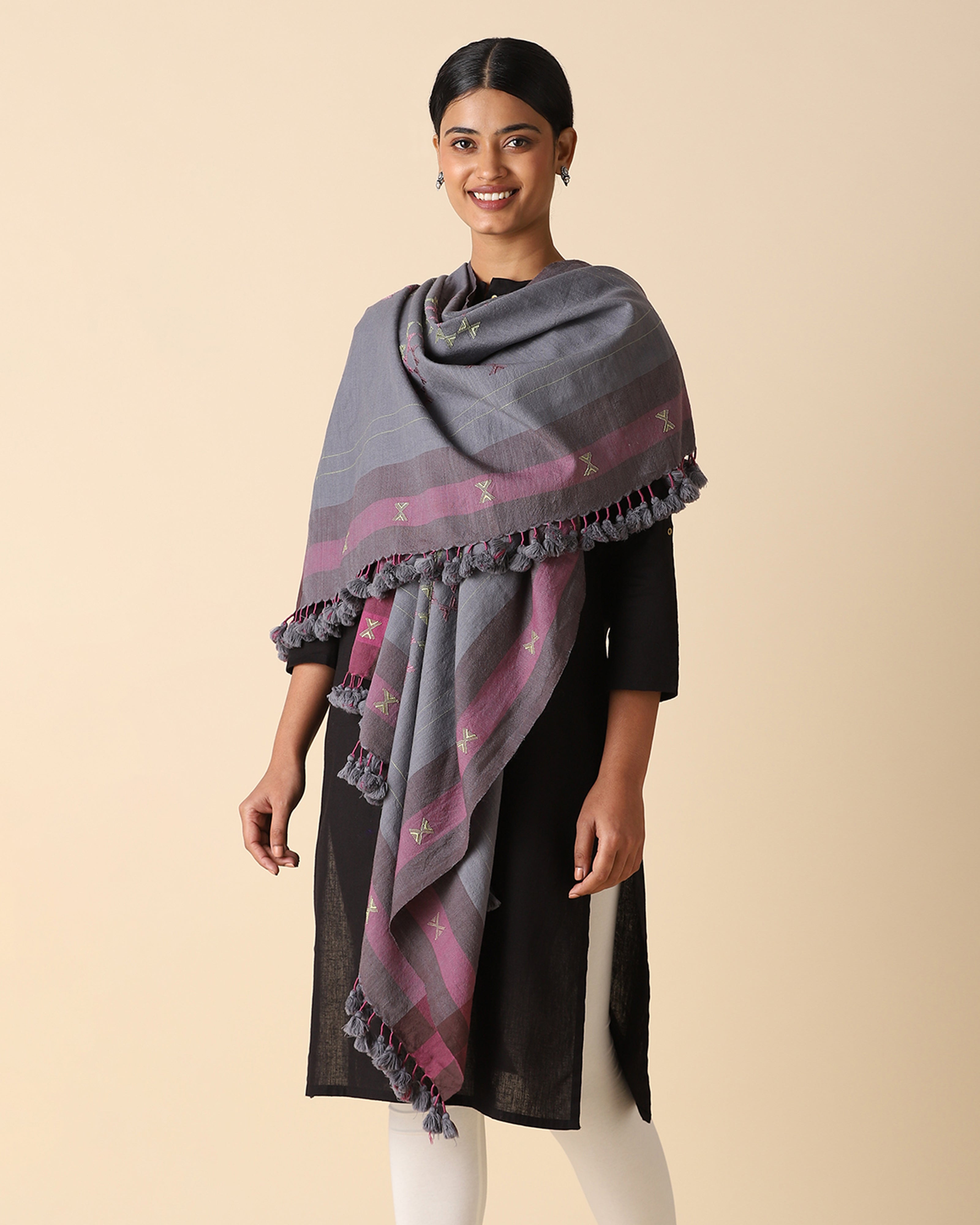 Shahinaz Bhujodi Extra Weft Wool Silk Shawl