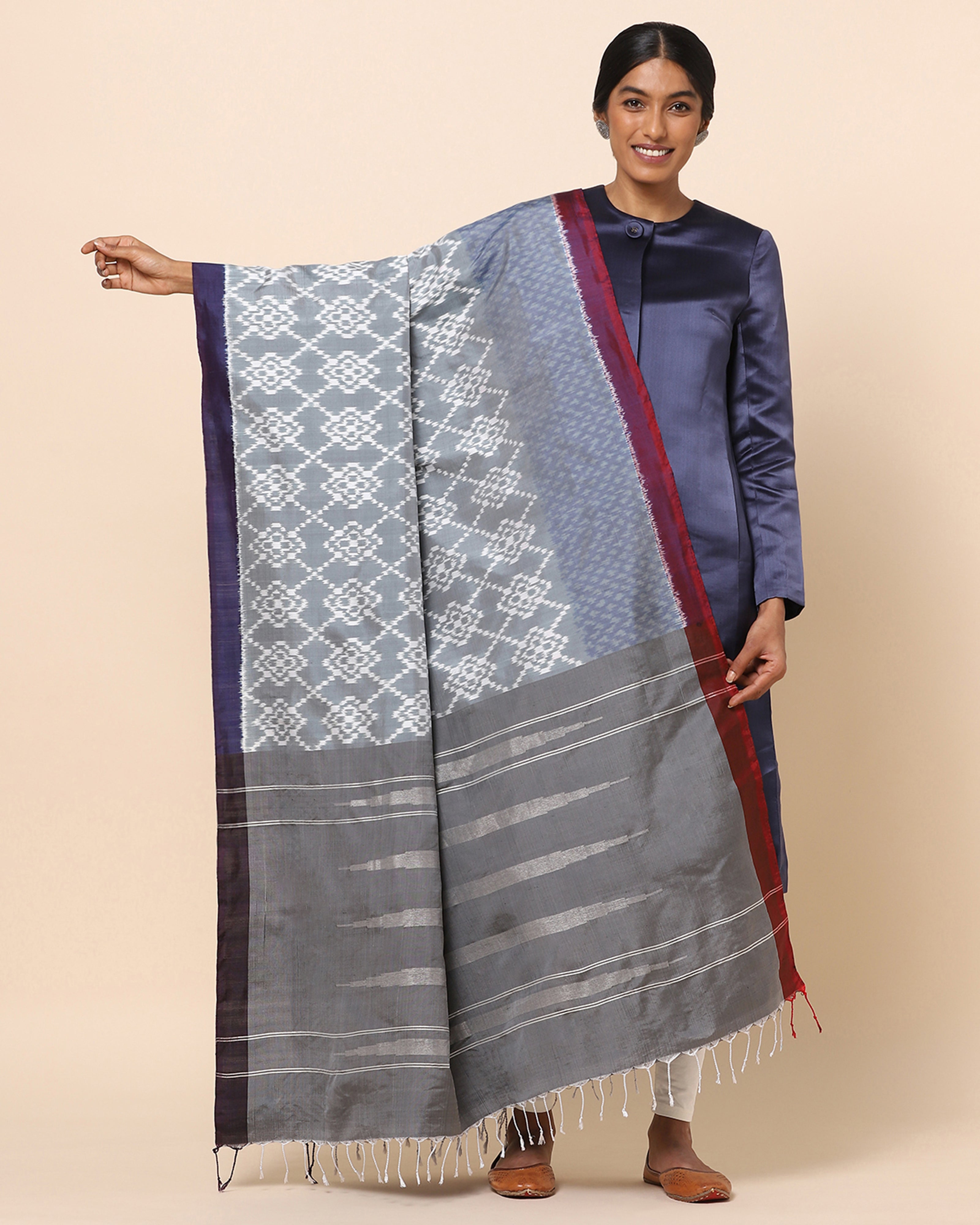 Aayu Pochampally Weft Ikat Silk Dupatta