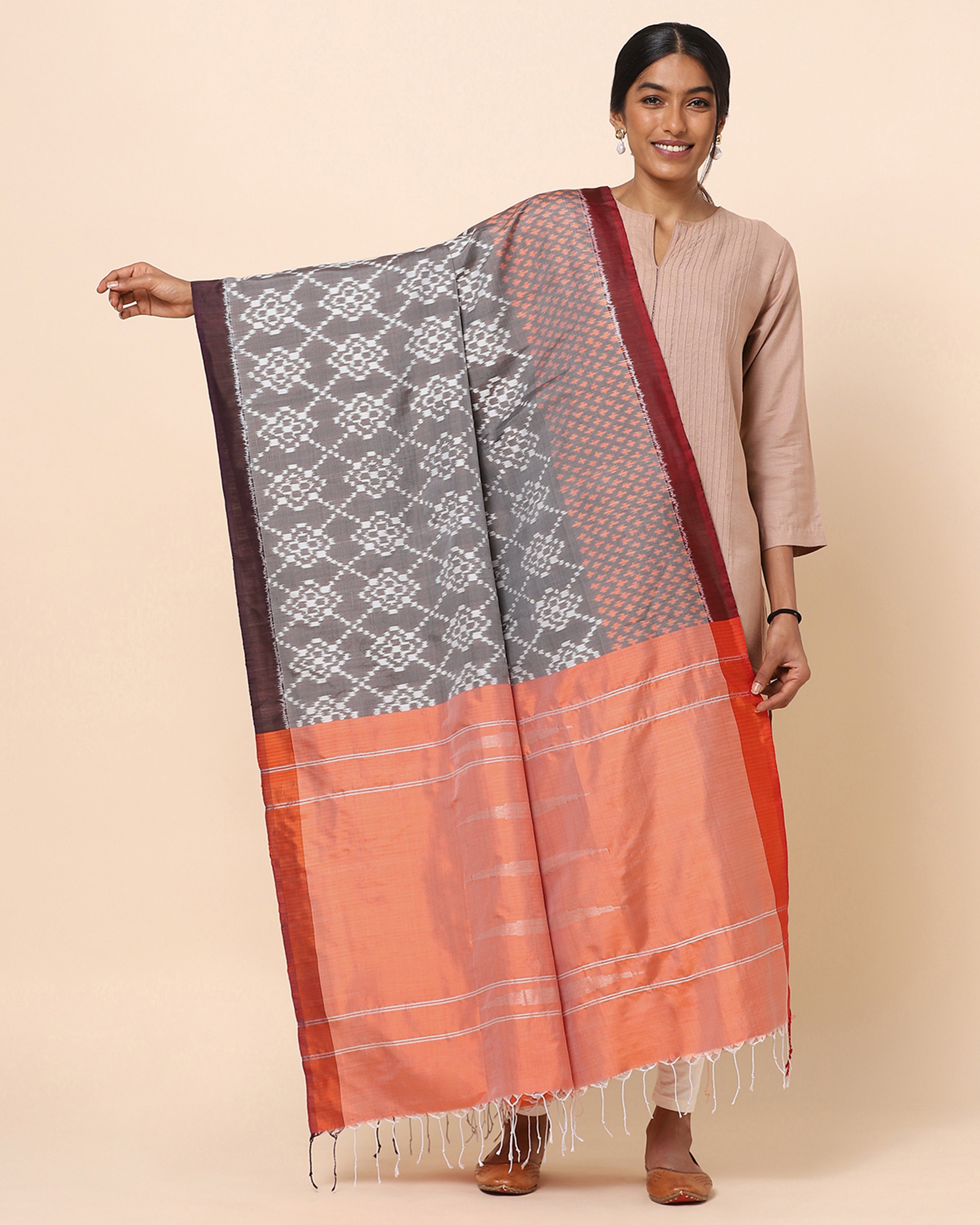 Aayu Pochampally Weft Ikat Silk Dupatta