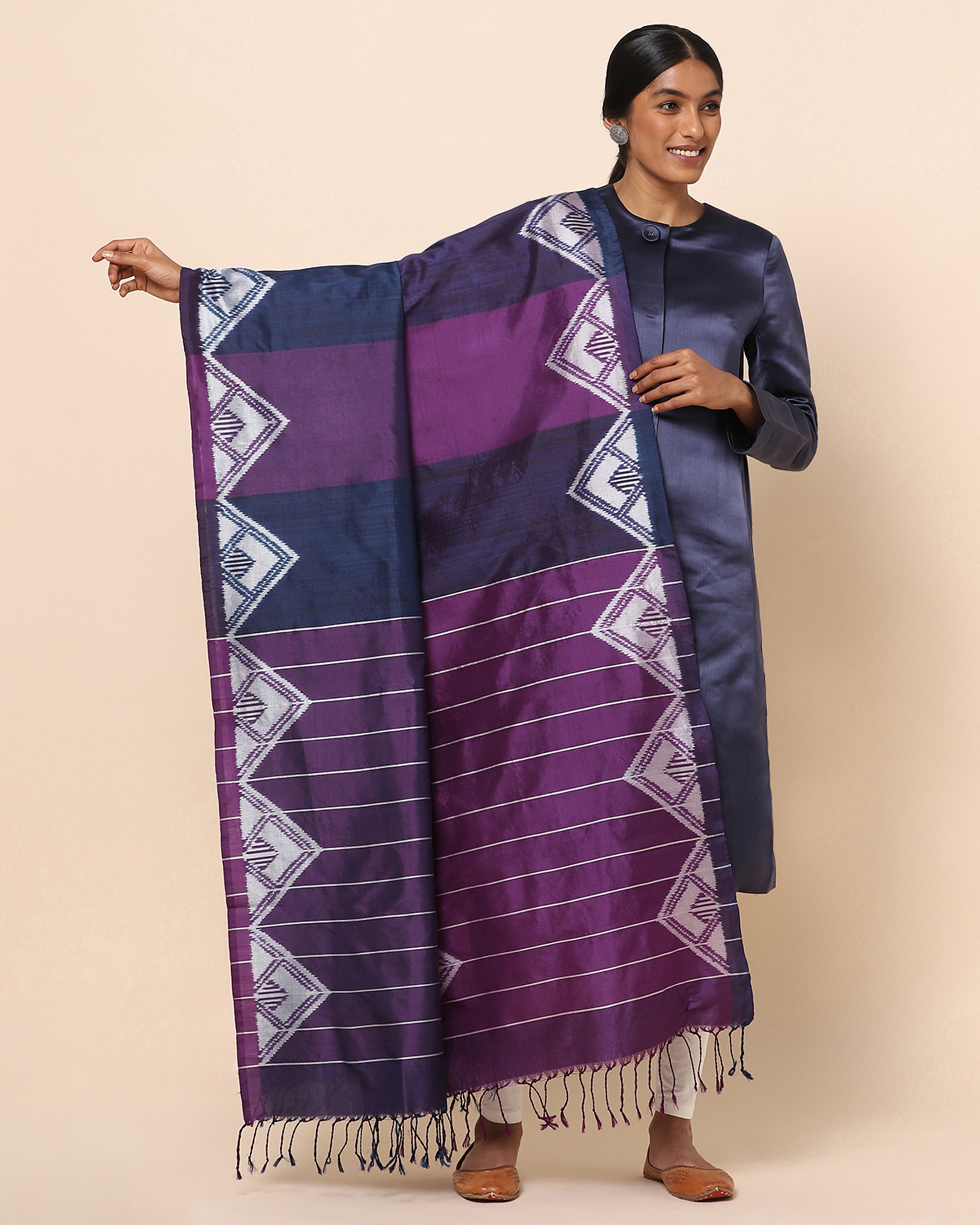 Toran Pochampally Weft Ikat Silk Dupatta