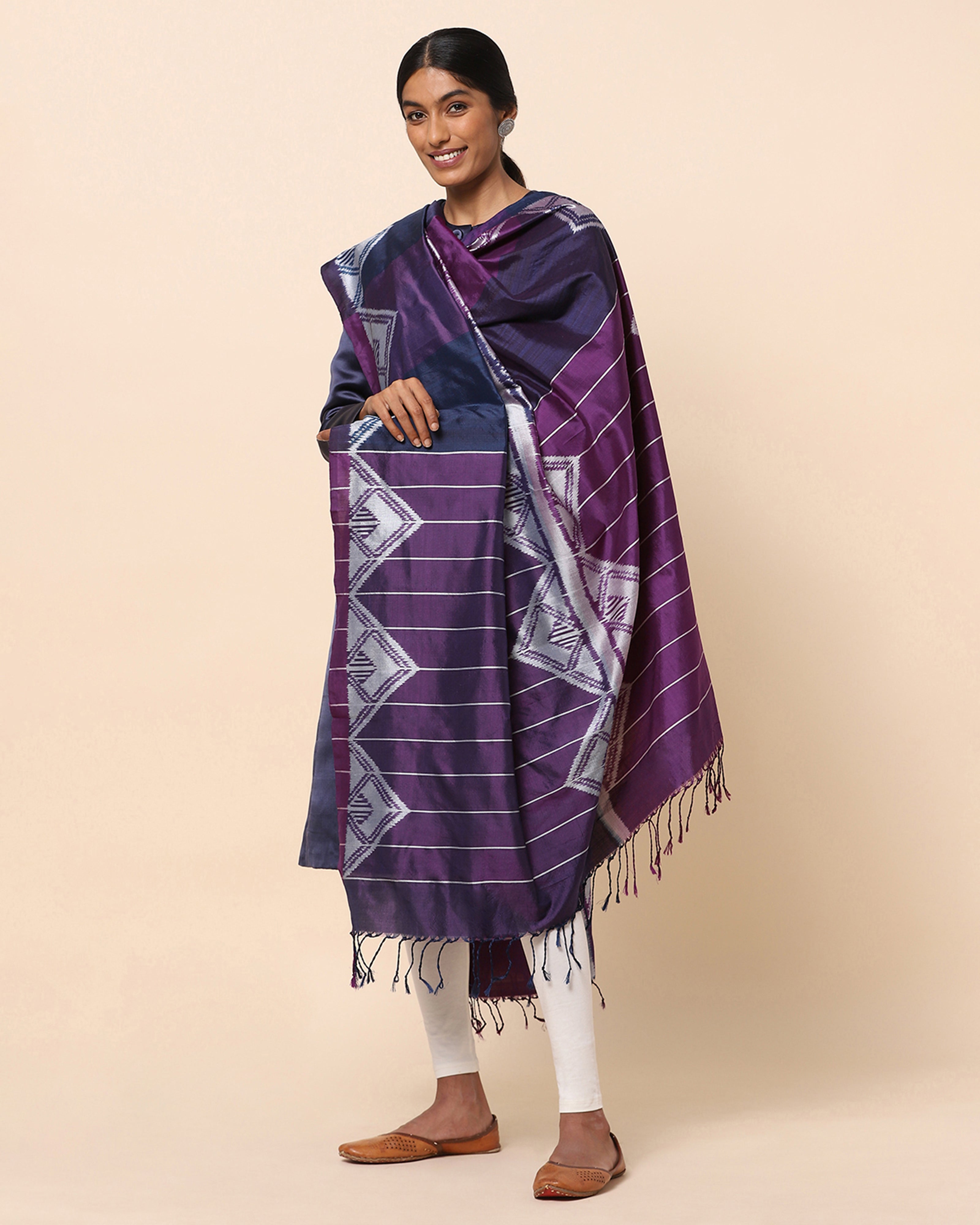 Toran Pochampally Weft Ikat Silk Dupatta