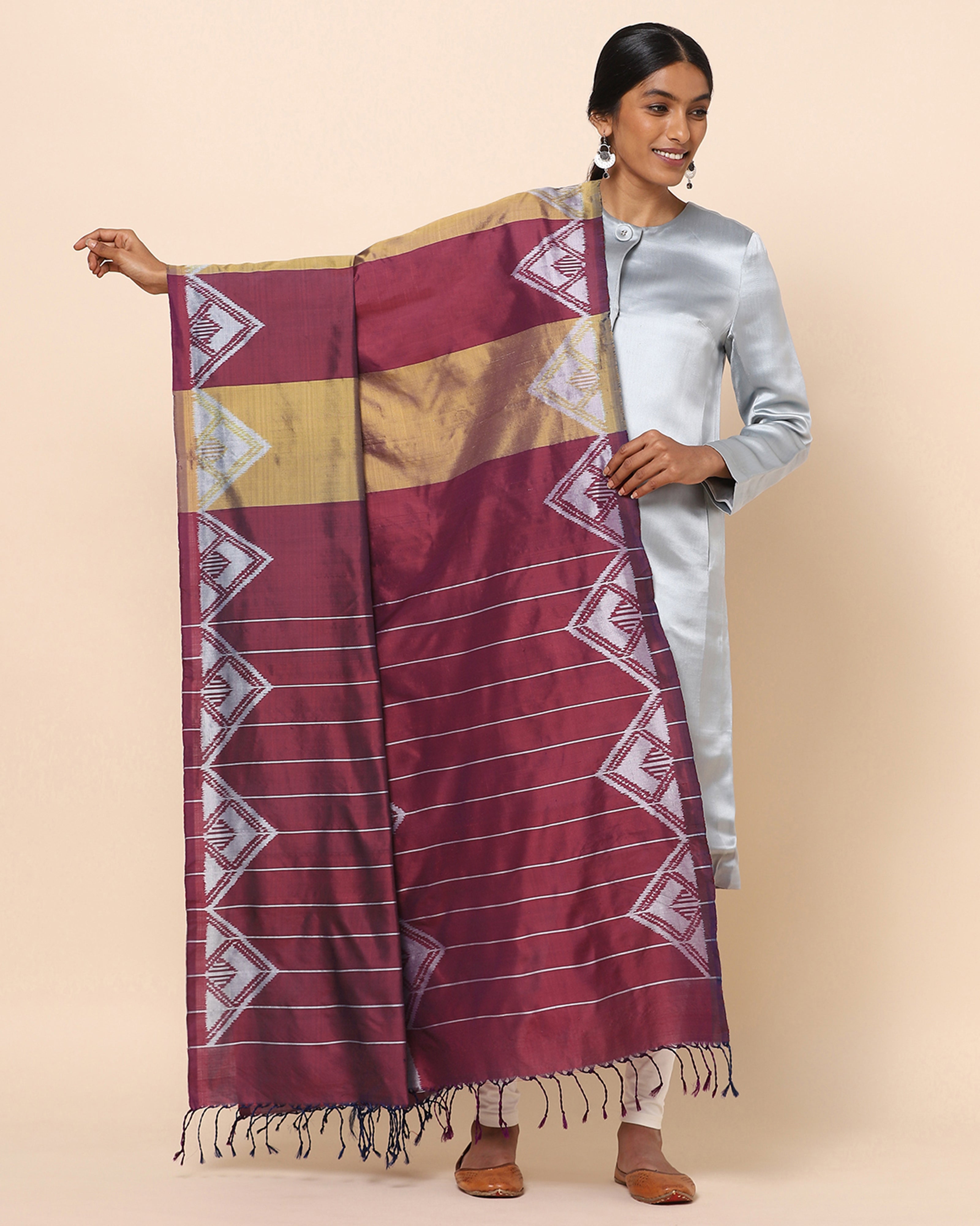 Toran Pochampally Weft Ikat Silk Dupatta