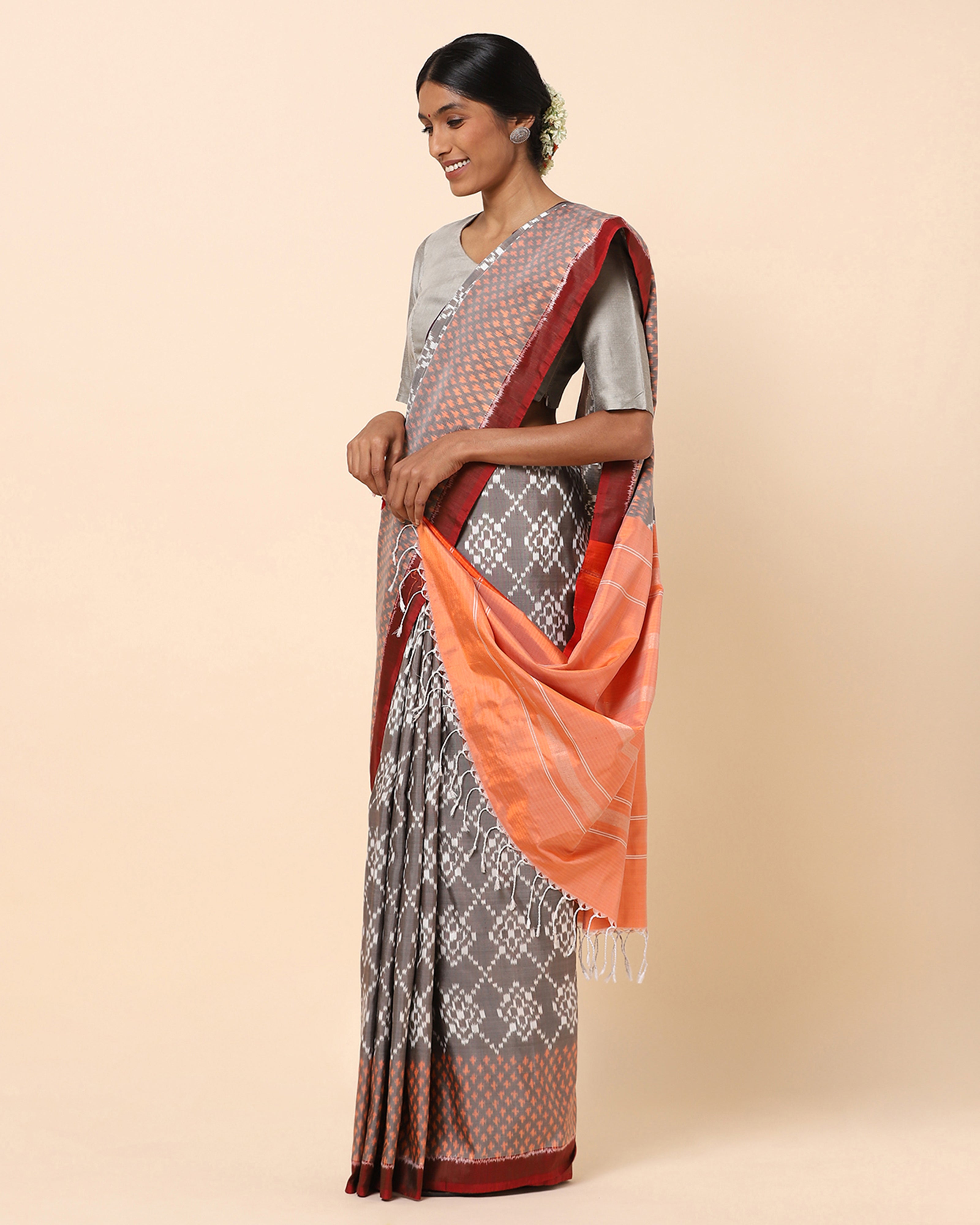 Aayu Pochampally Weft Ikat Silk Saree