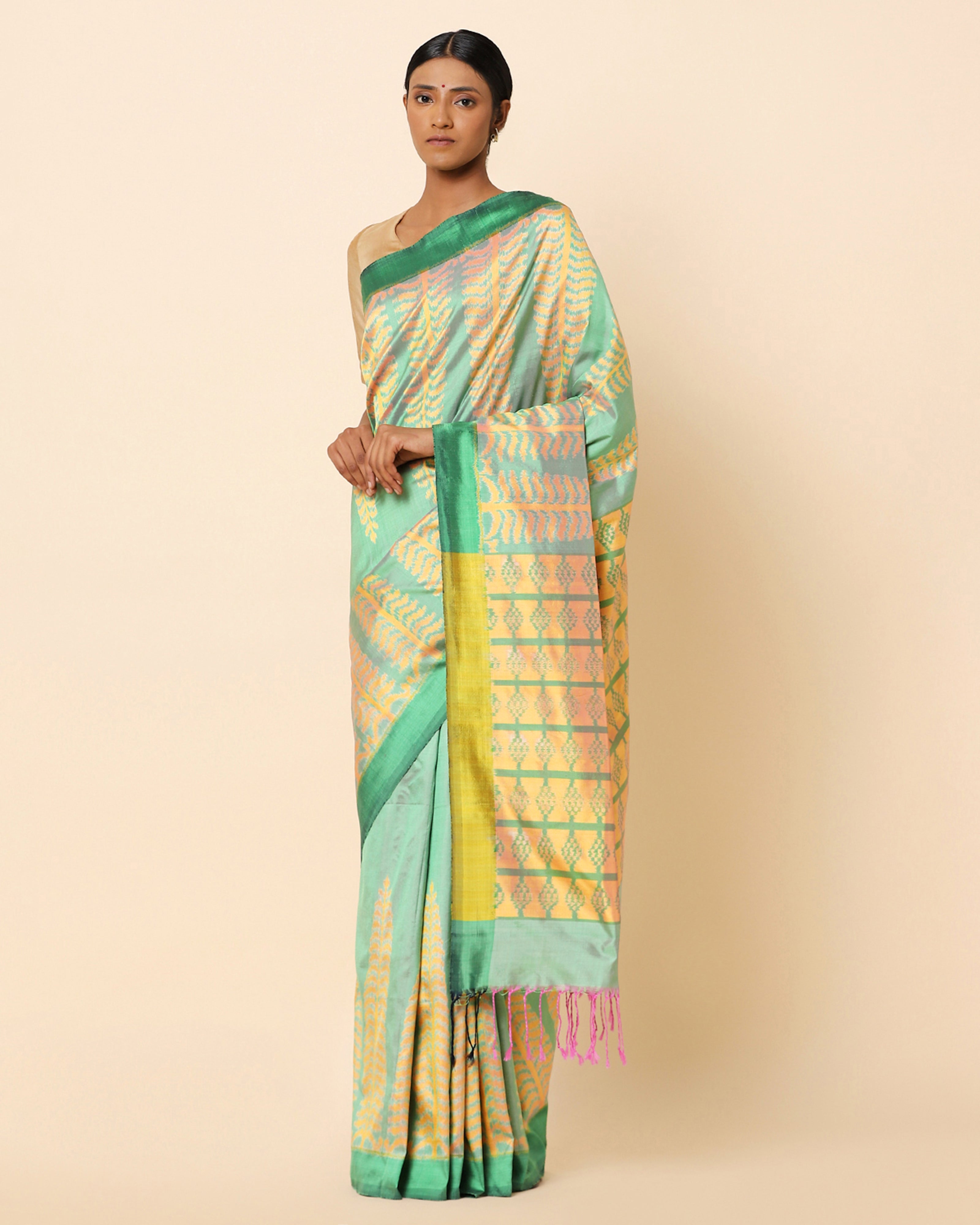 Vriksh Pochampally Weft Ikat Silk Saree