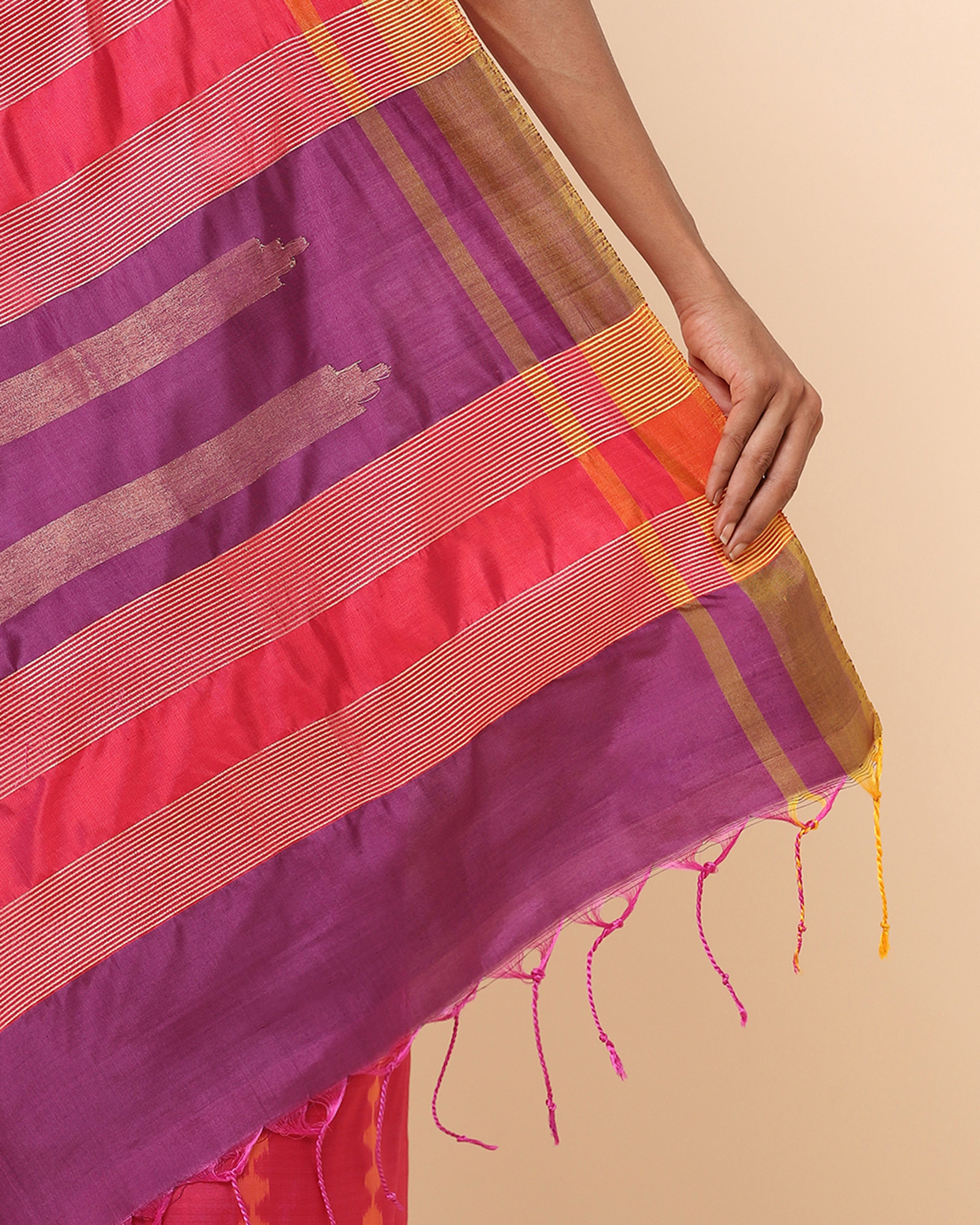 Sona Pochampally Weft Ikat Silk Saree