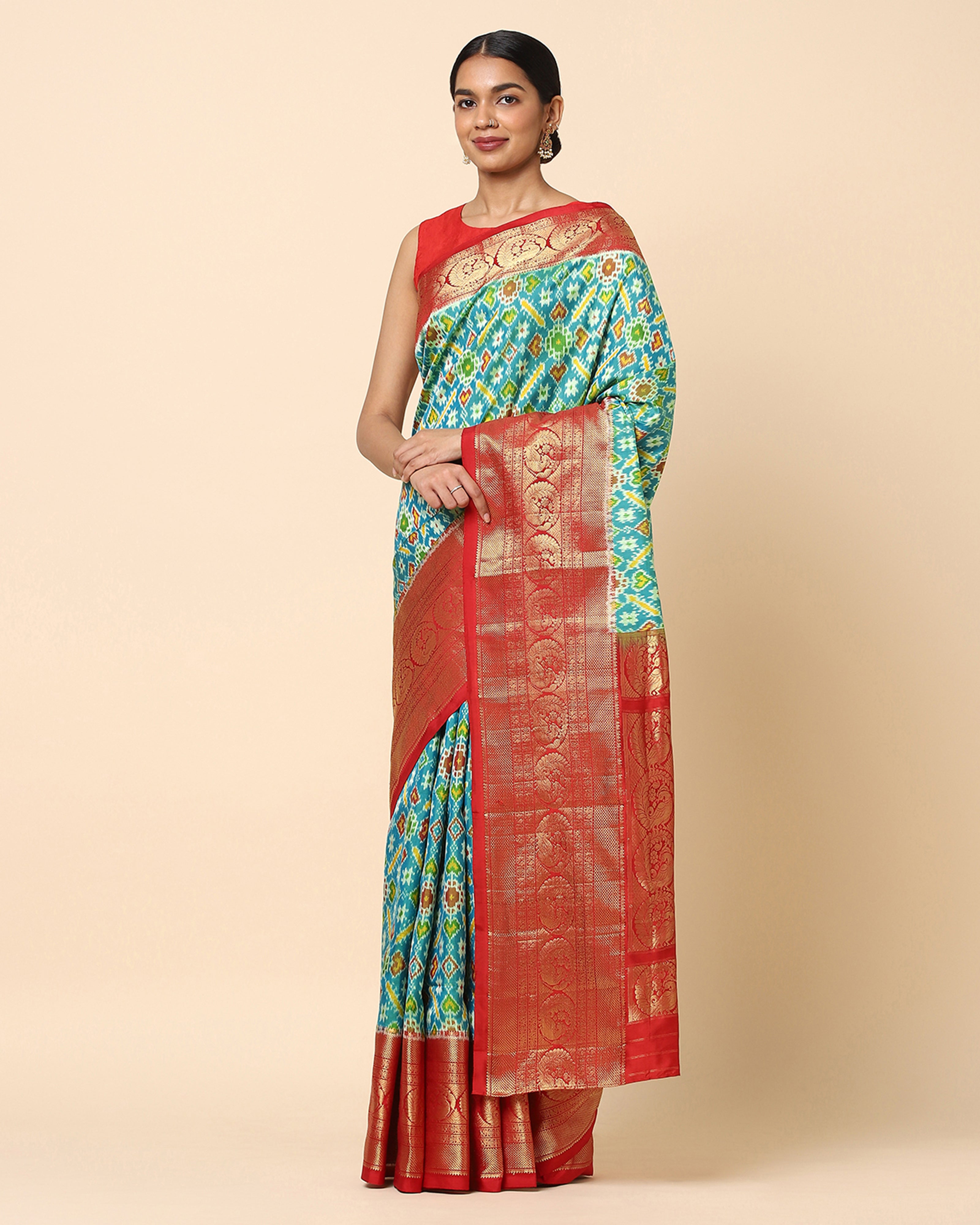 Aabha Pochampally Weft Ikat Silk Saree