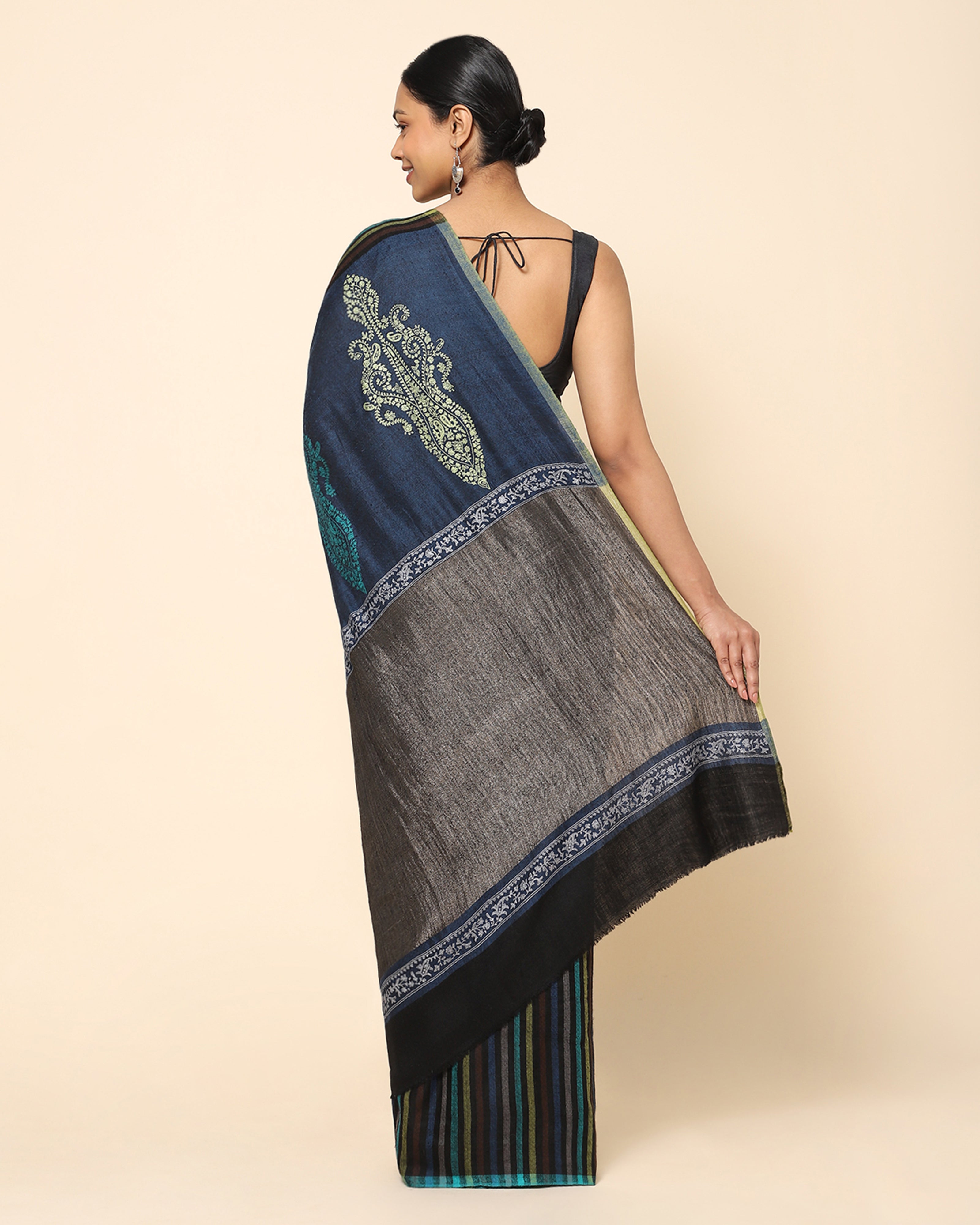 Anouk Kashmir Sozni Embroidery Pashmina Saree