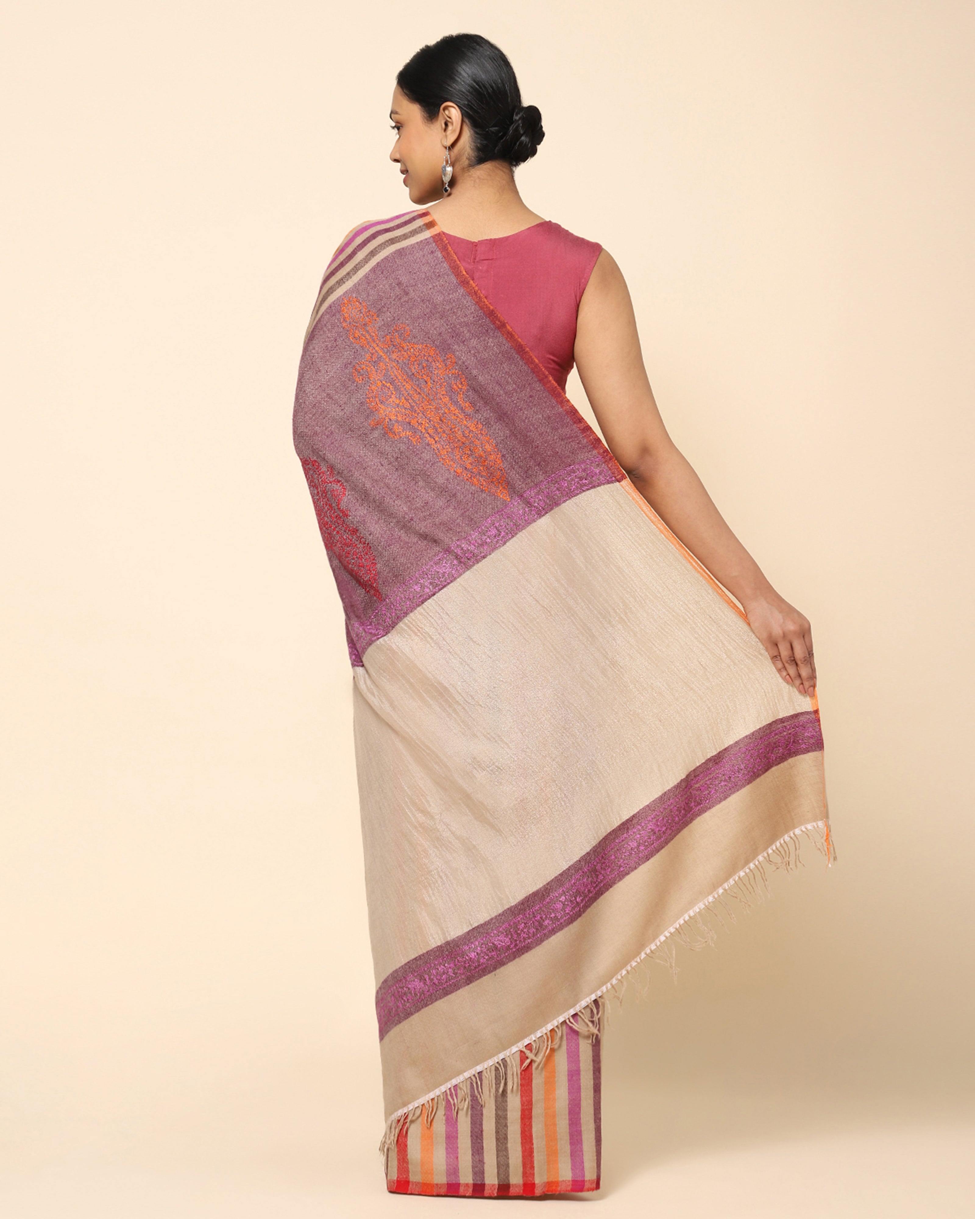 Anouk Kashmir Sozni Embroidery Pashmina Saree