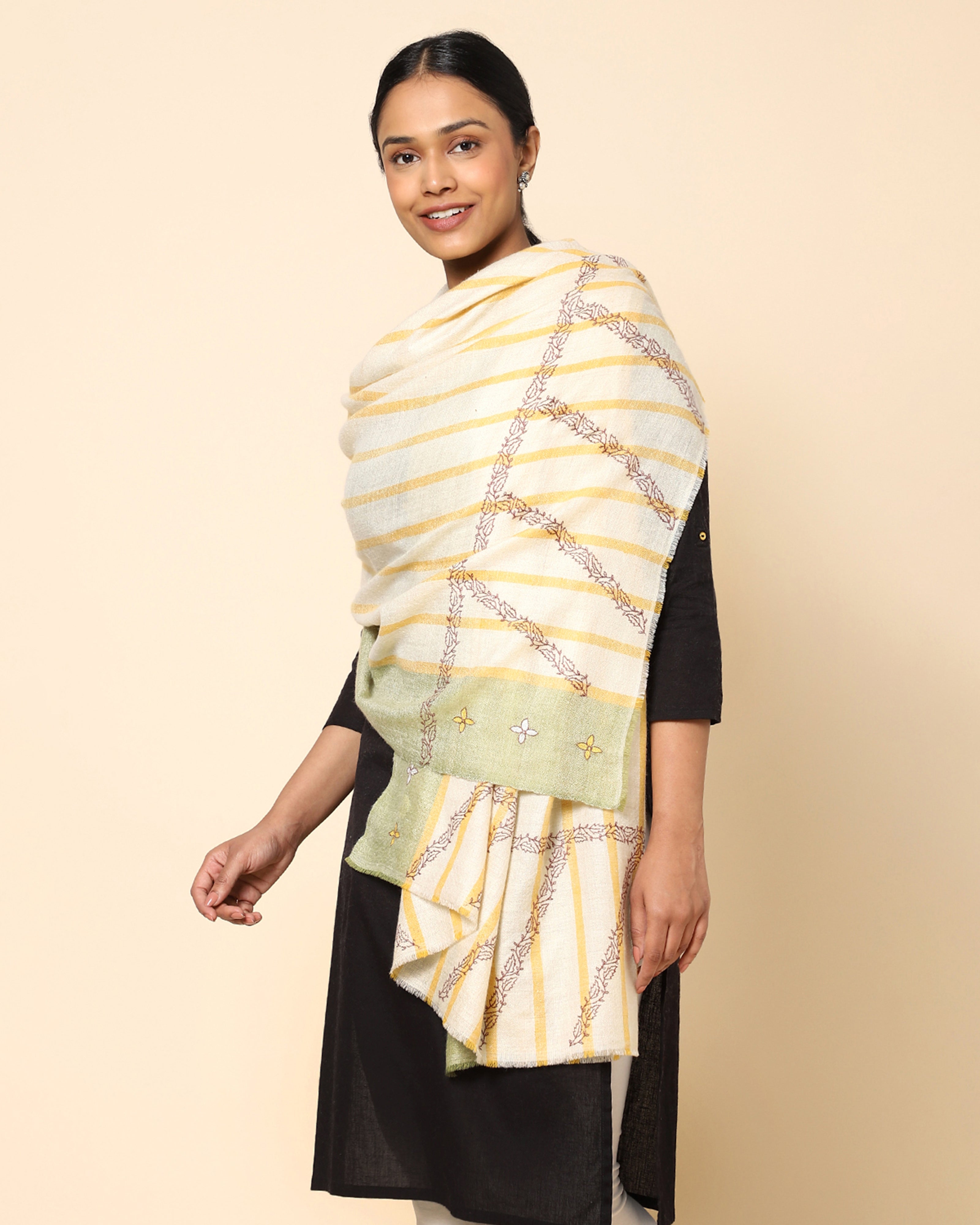 Raushan Kashmir Sozni Embroidery Pashmina Shawl