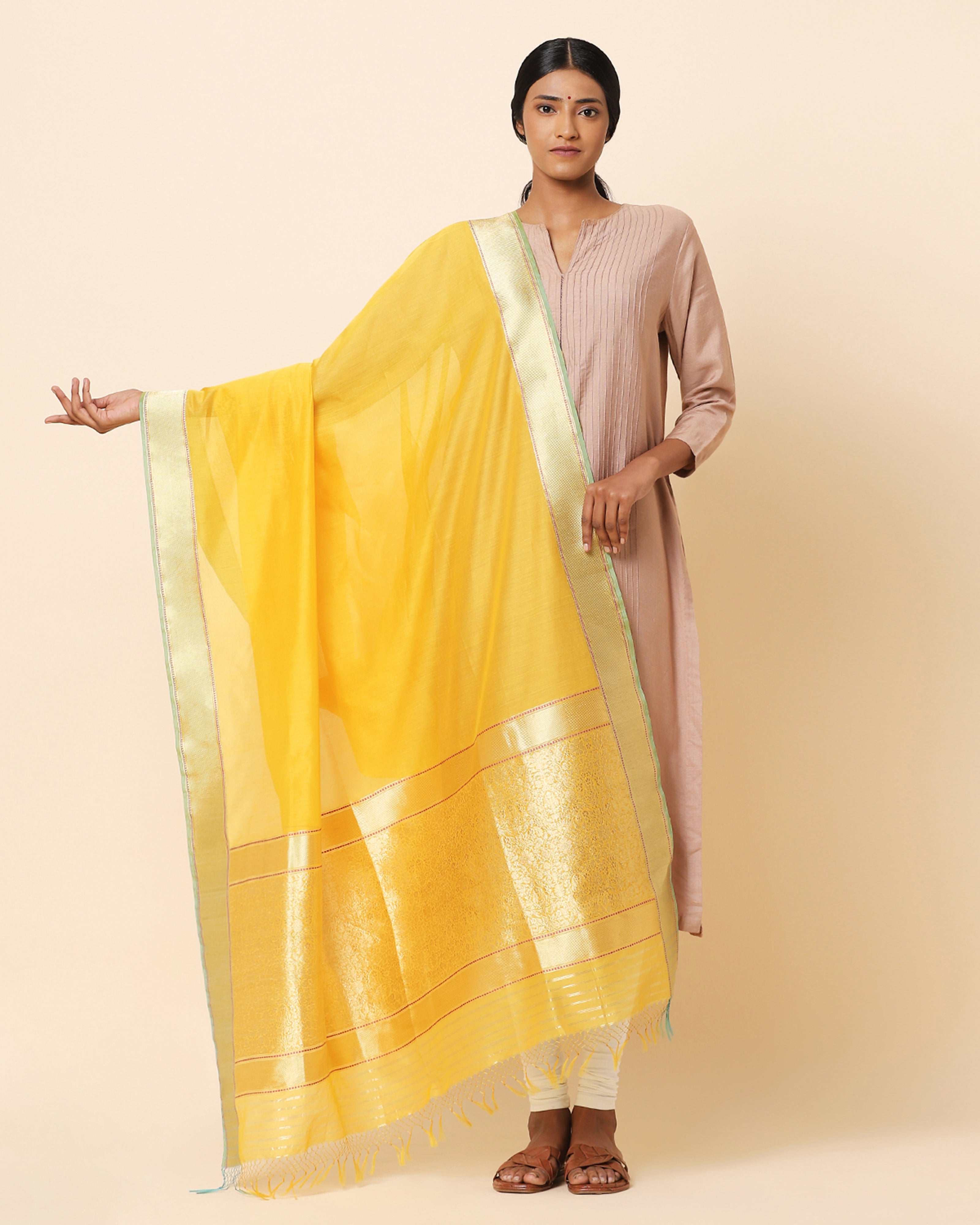 Khyaal Banarasi Kadwa Silk Cotton Dupatta
