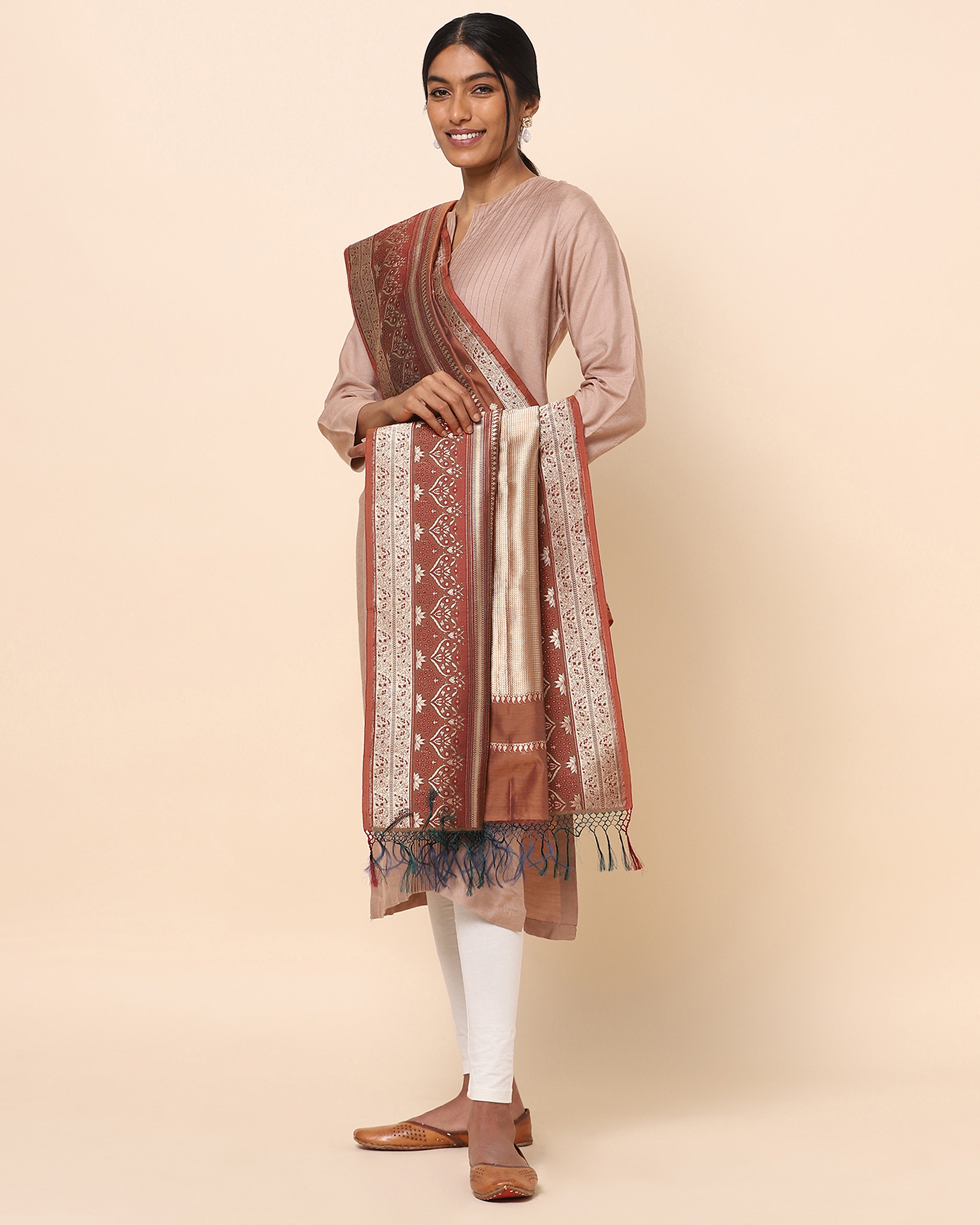 Gazal Banarasi Kadwa Silk Cotton Dupatta