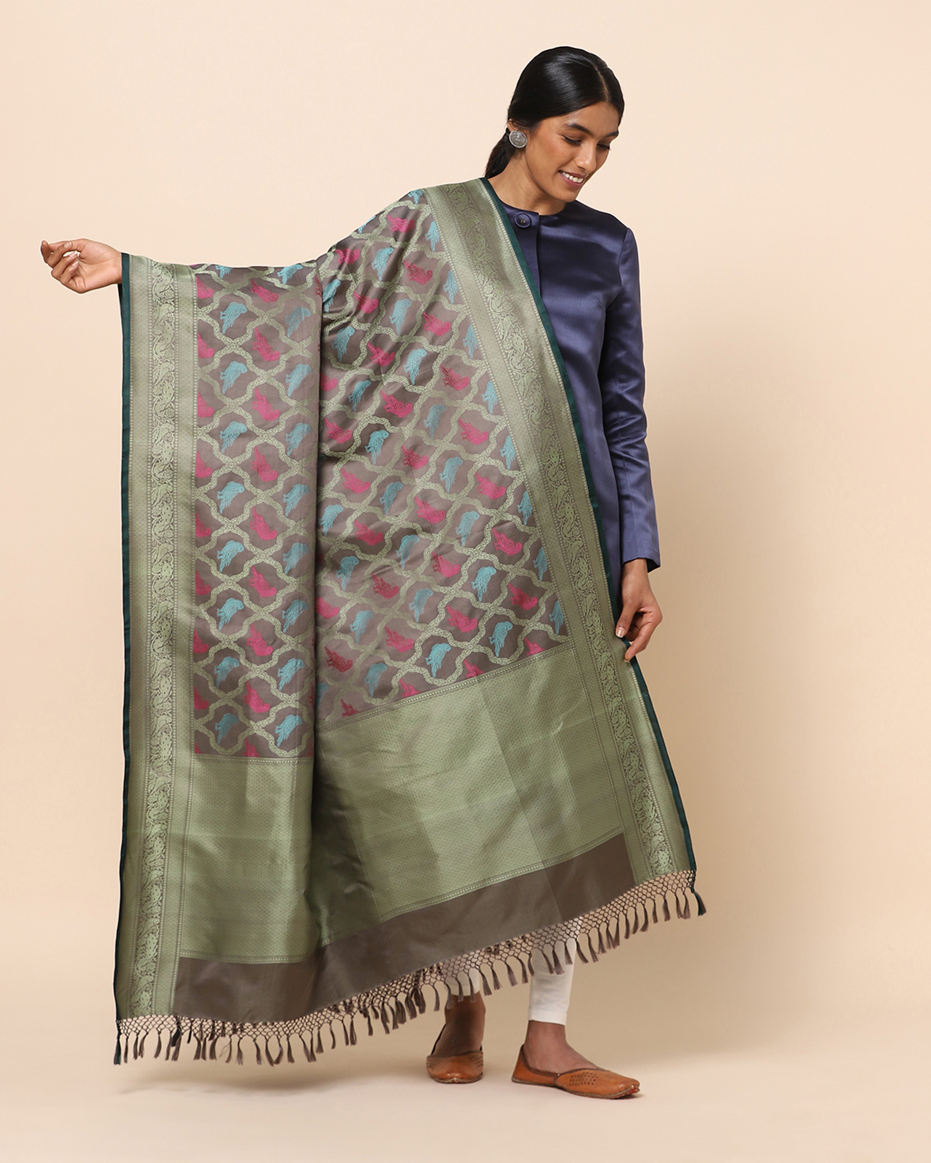 Narmada Banarasi Tanchoi Silk Dupatta