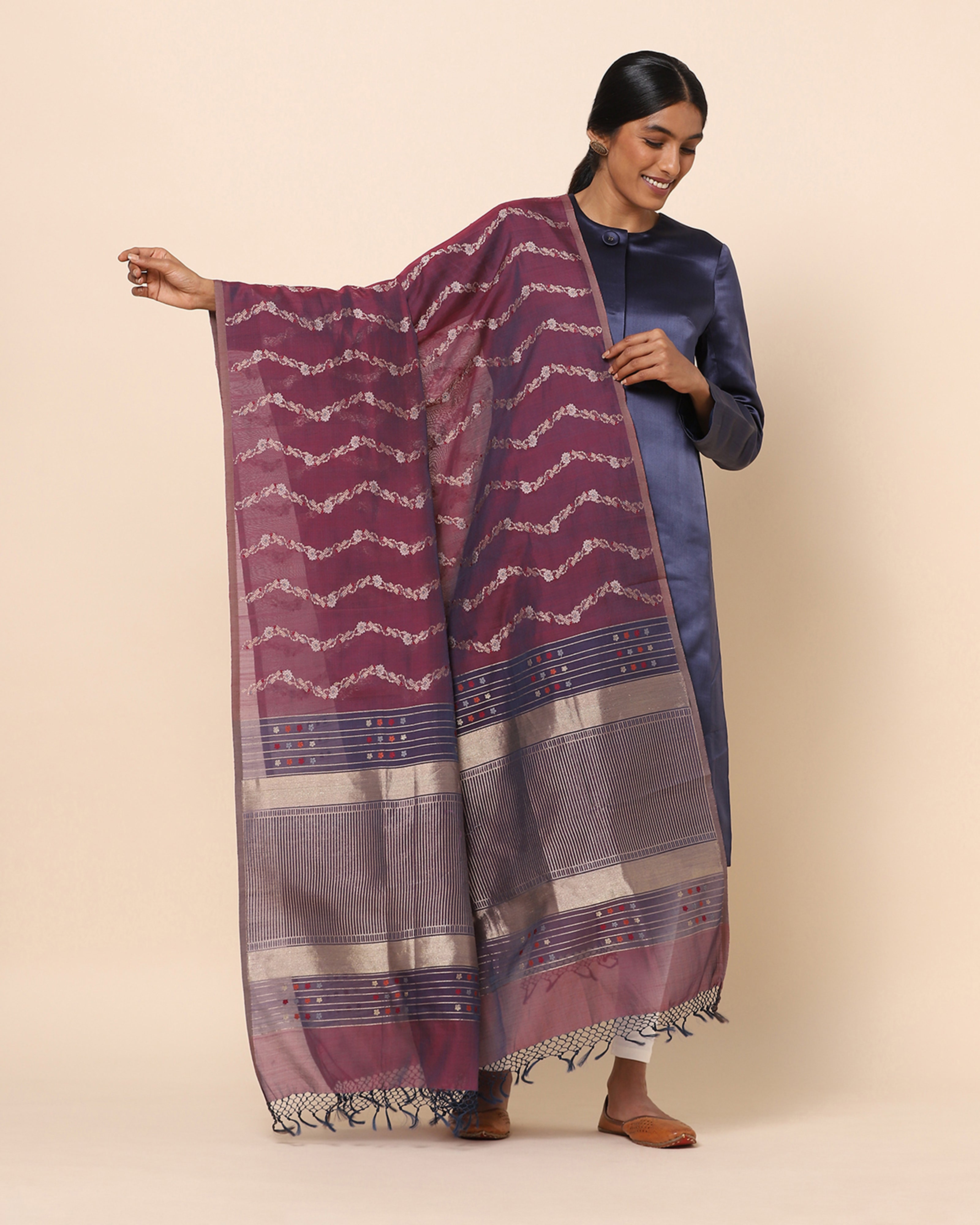 Varsha Banarasi Kadwa Silk Cotton Dupatta