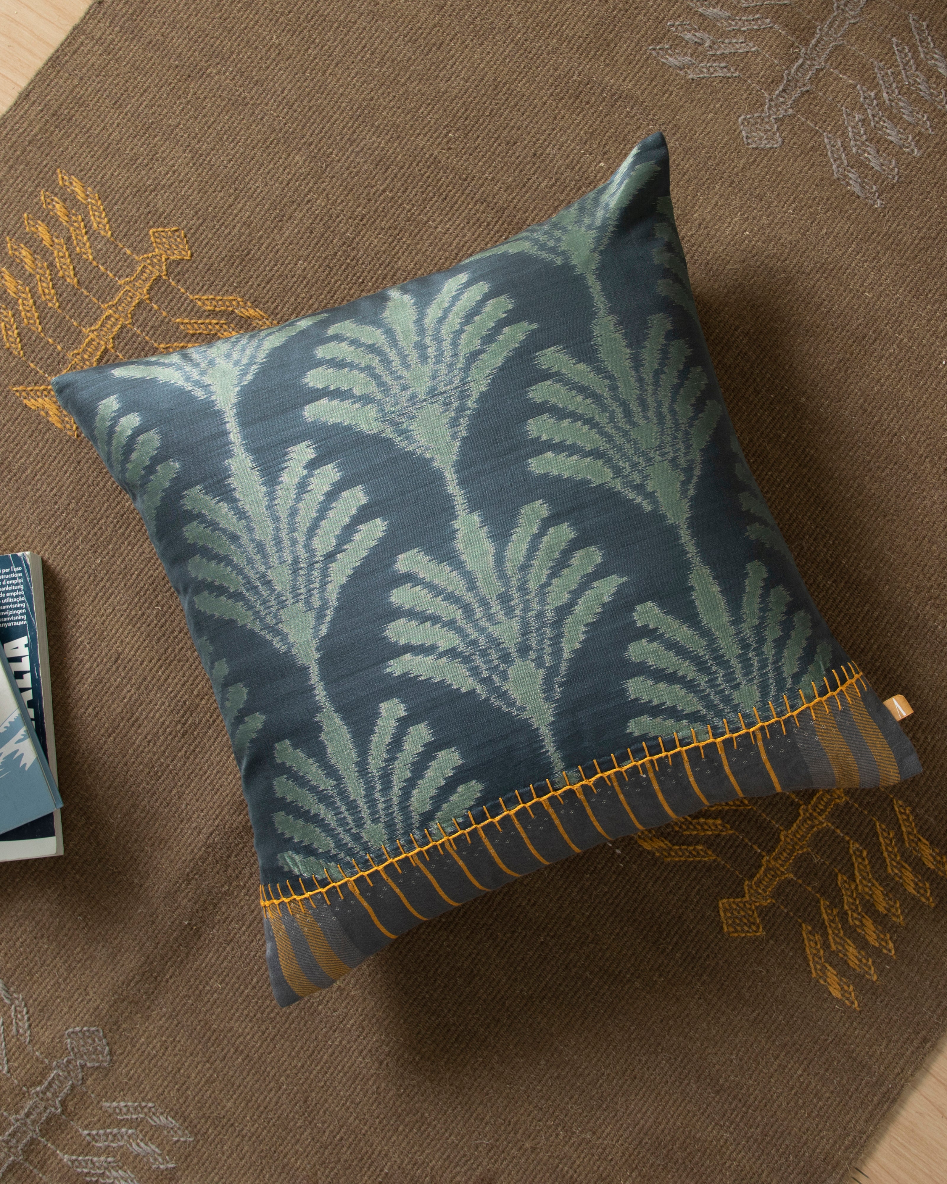 Vasu Pochampally Weft Ikat Cotton Silk Cushion Cover