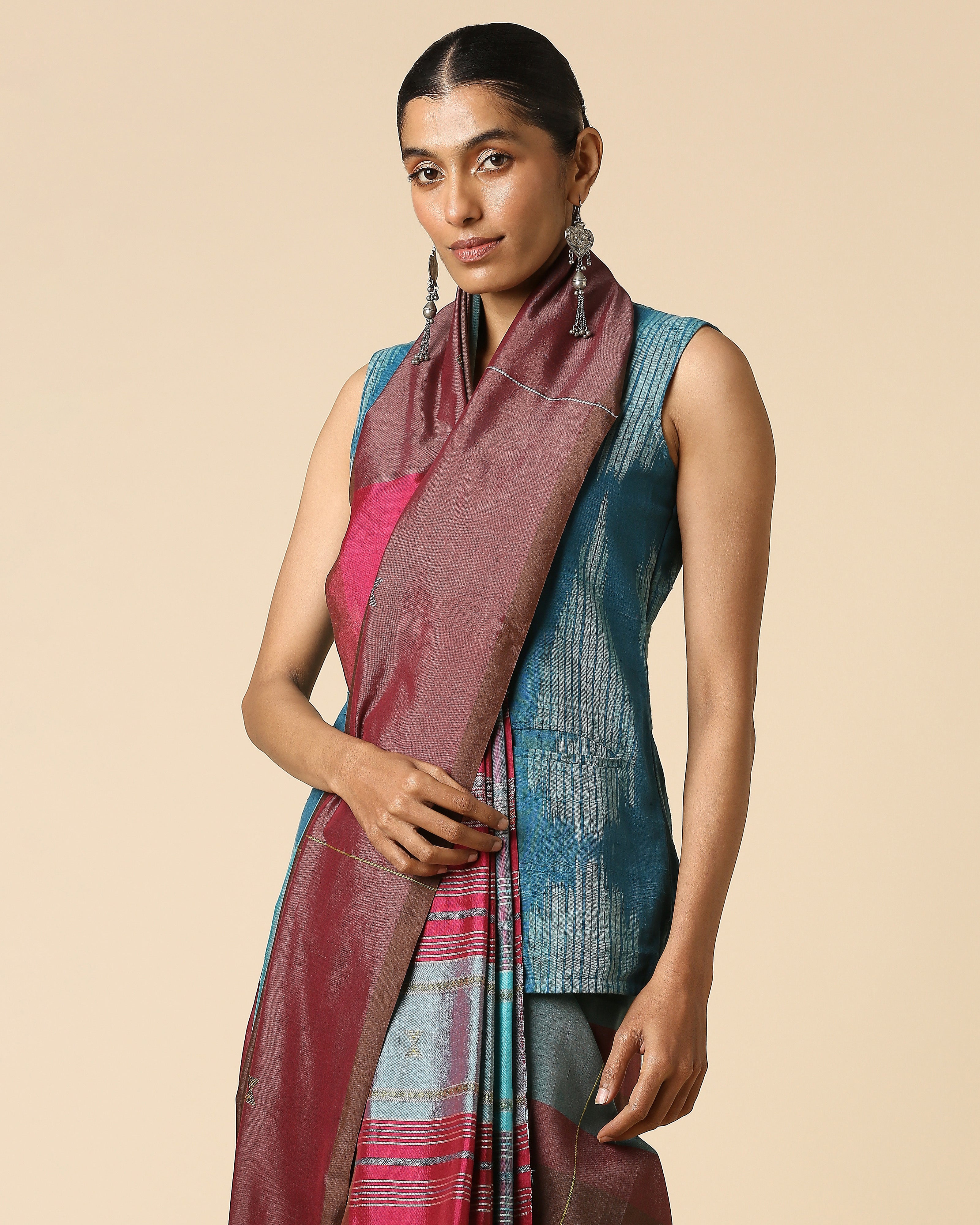 Etisha Bhujodi Extra Weft Cotton Silk Saree