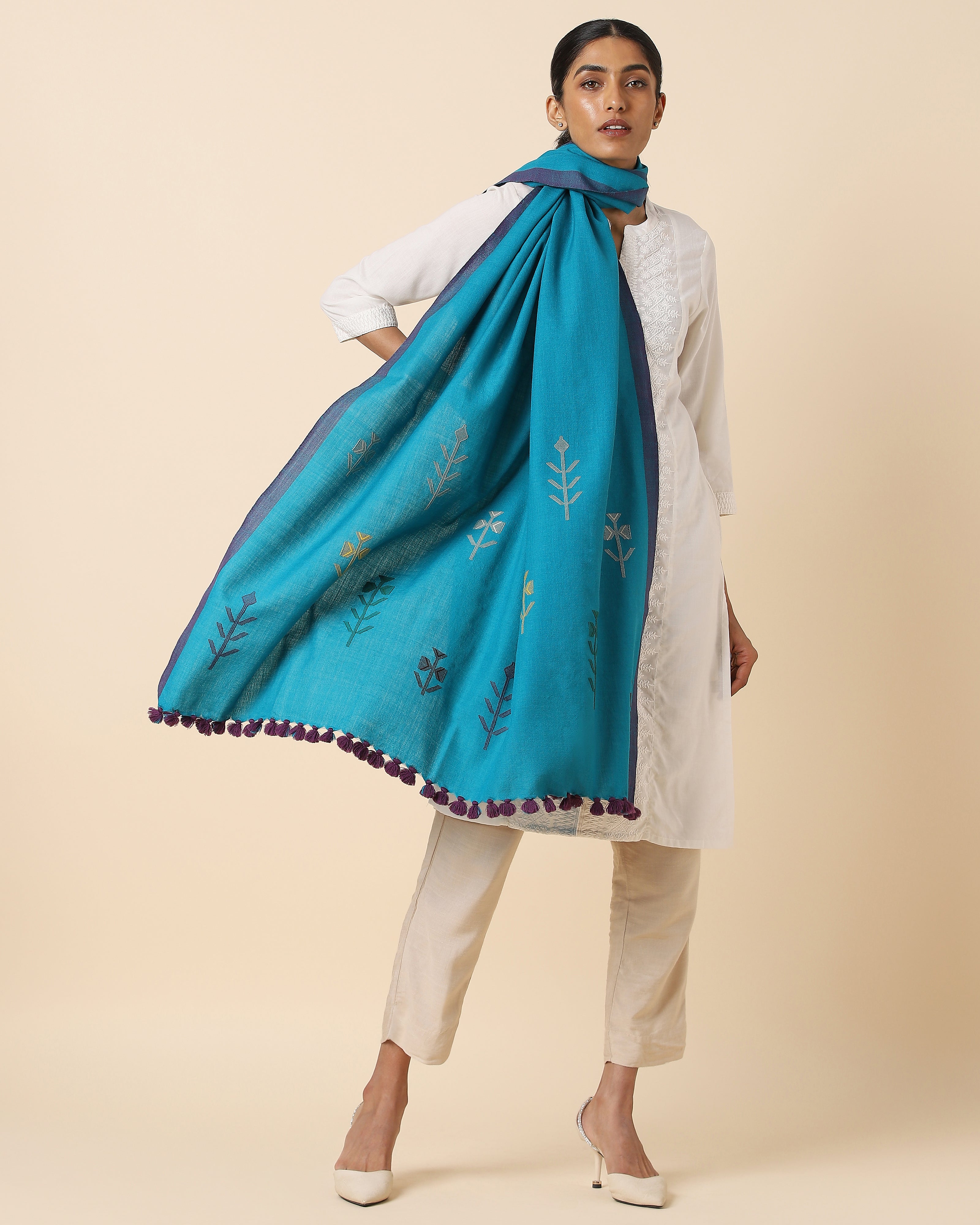 Pala Bhujodi Extra Weft Woolen Shawl