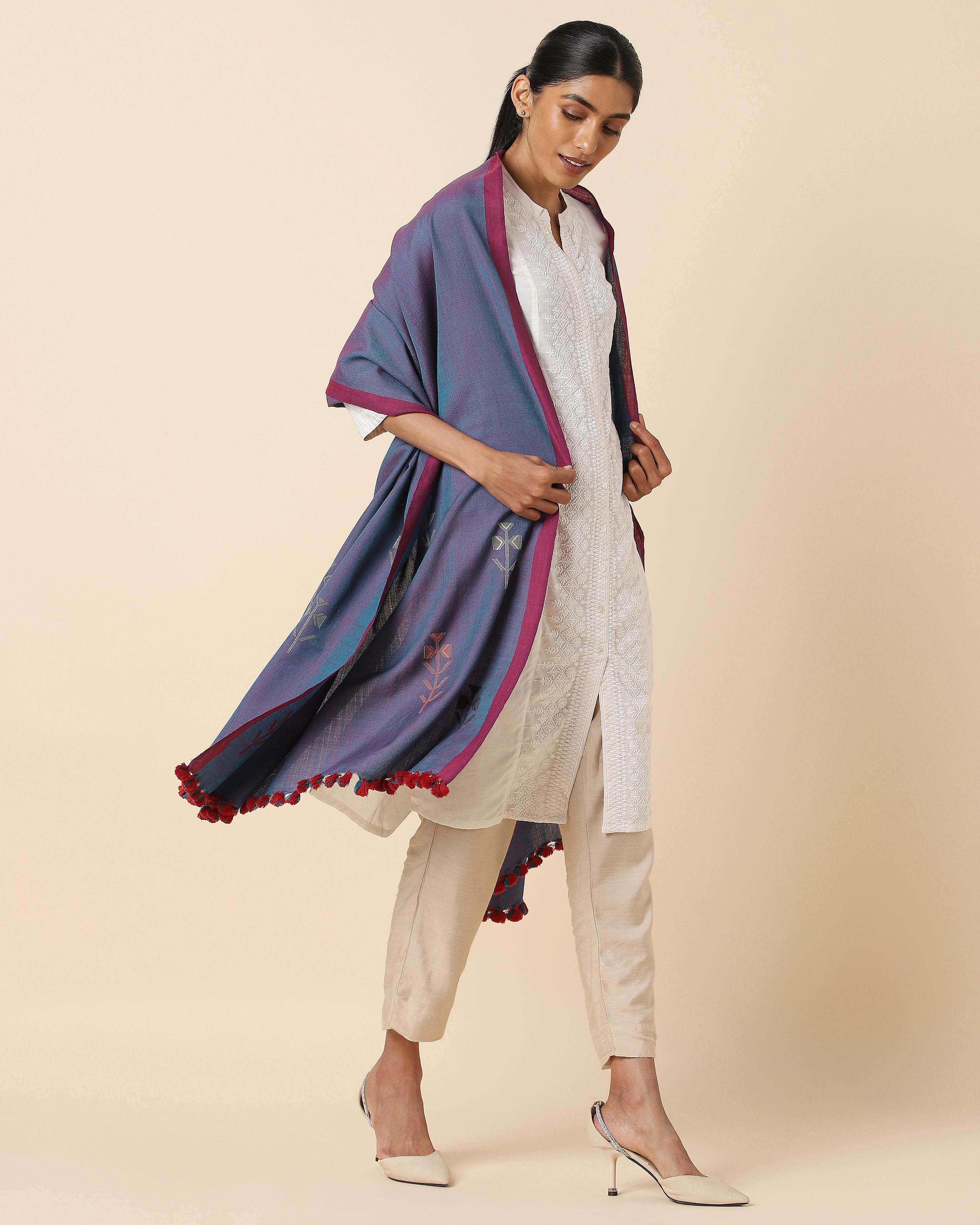 Pala Bhujodi Extra Weft Woolen Shawl