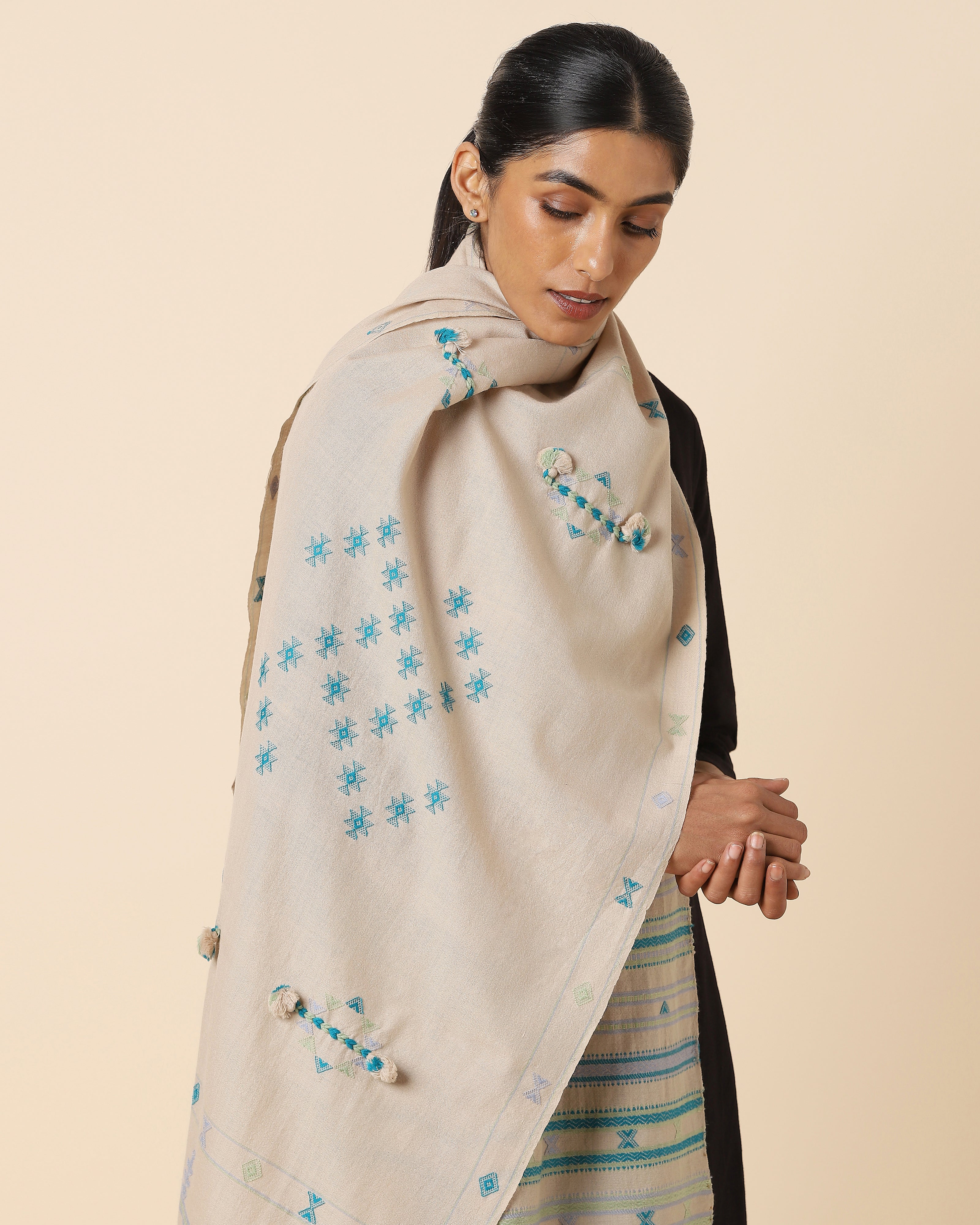 Narmada Bhujodi Extra Weft Woolen Shawl