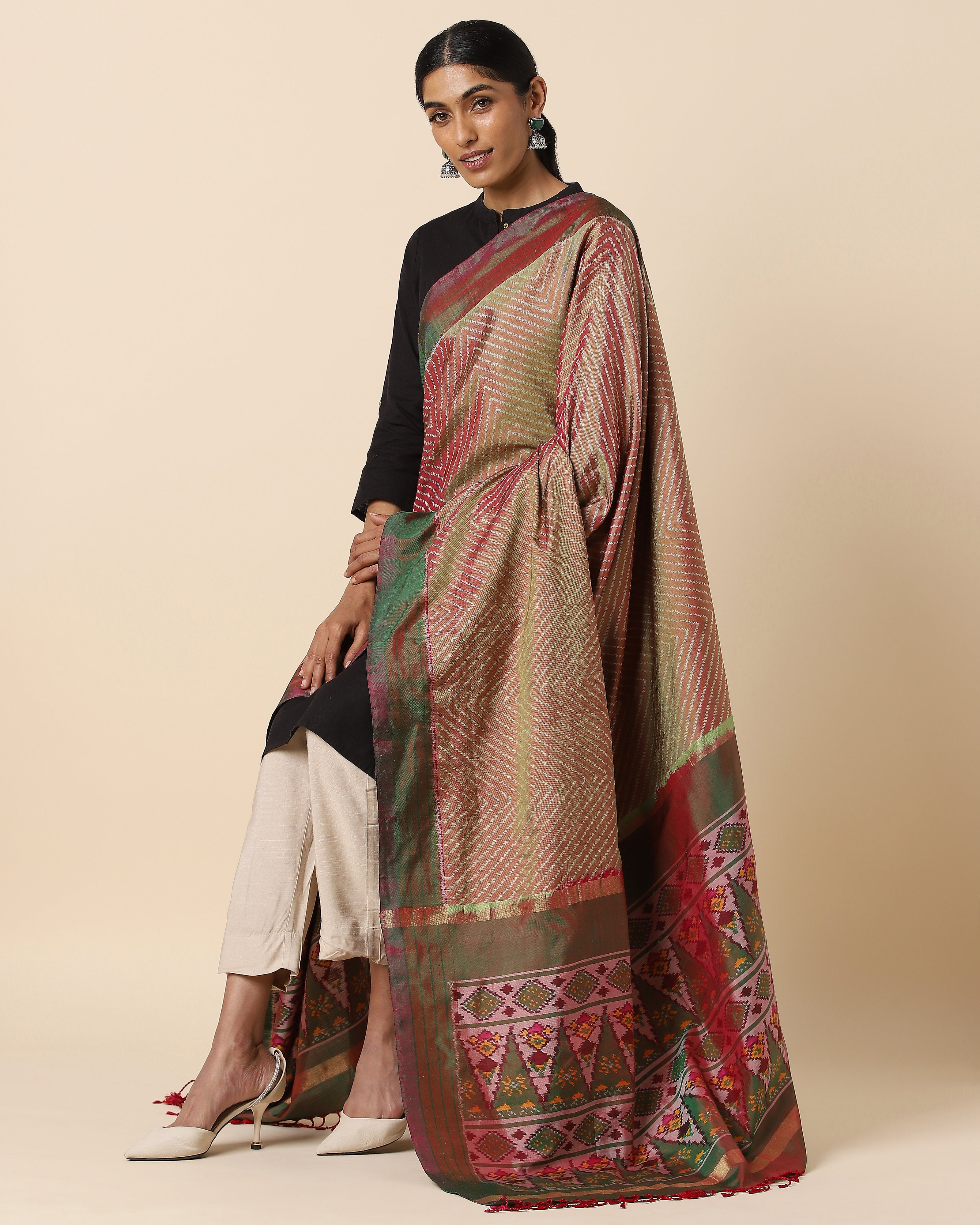 Prinna Pochampally Weft Ikat Silk Dupatta