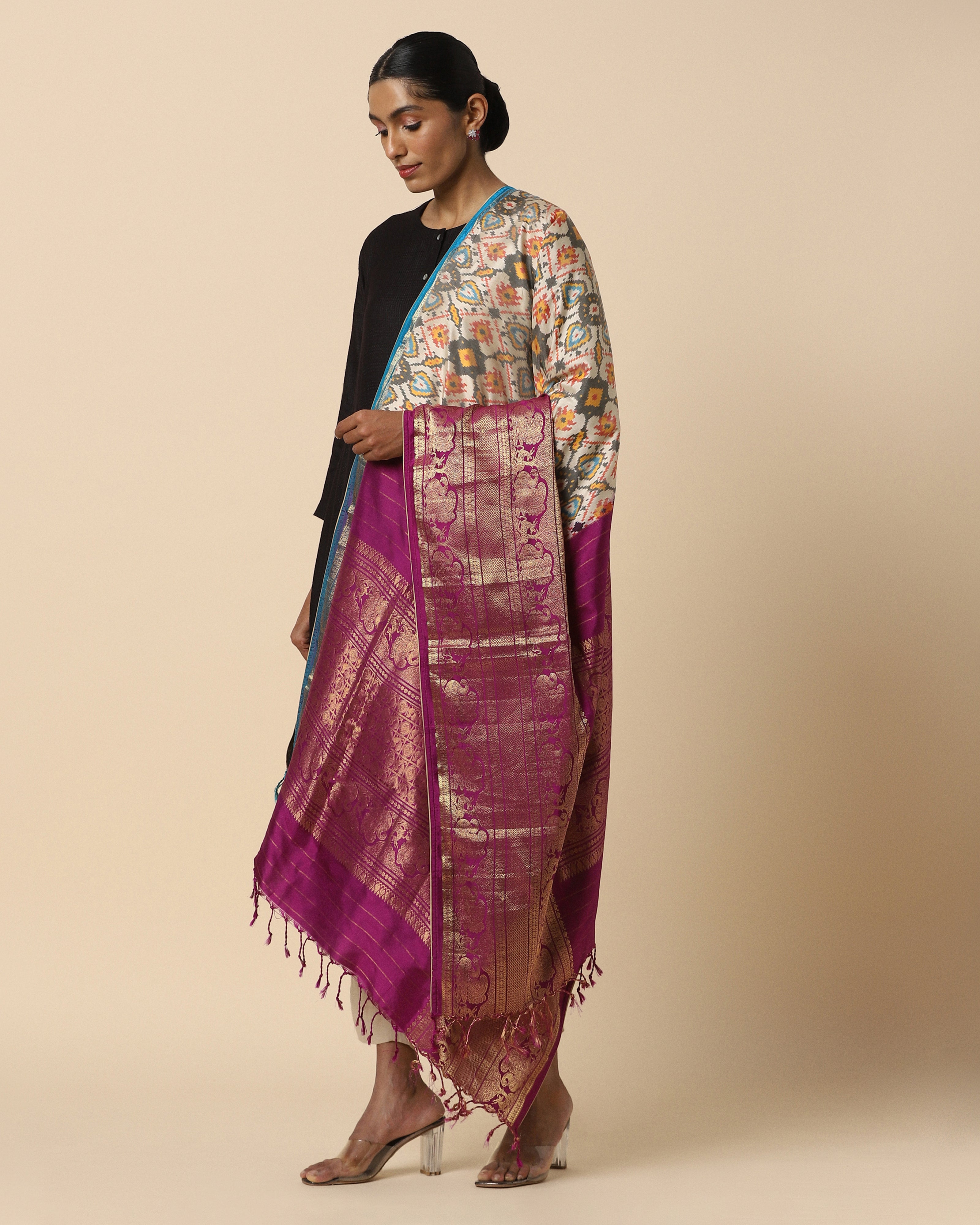 Ektaa Pochampally Weft Ikat Silk Dupatta