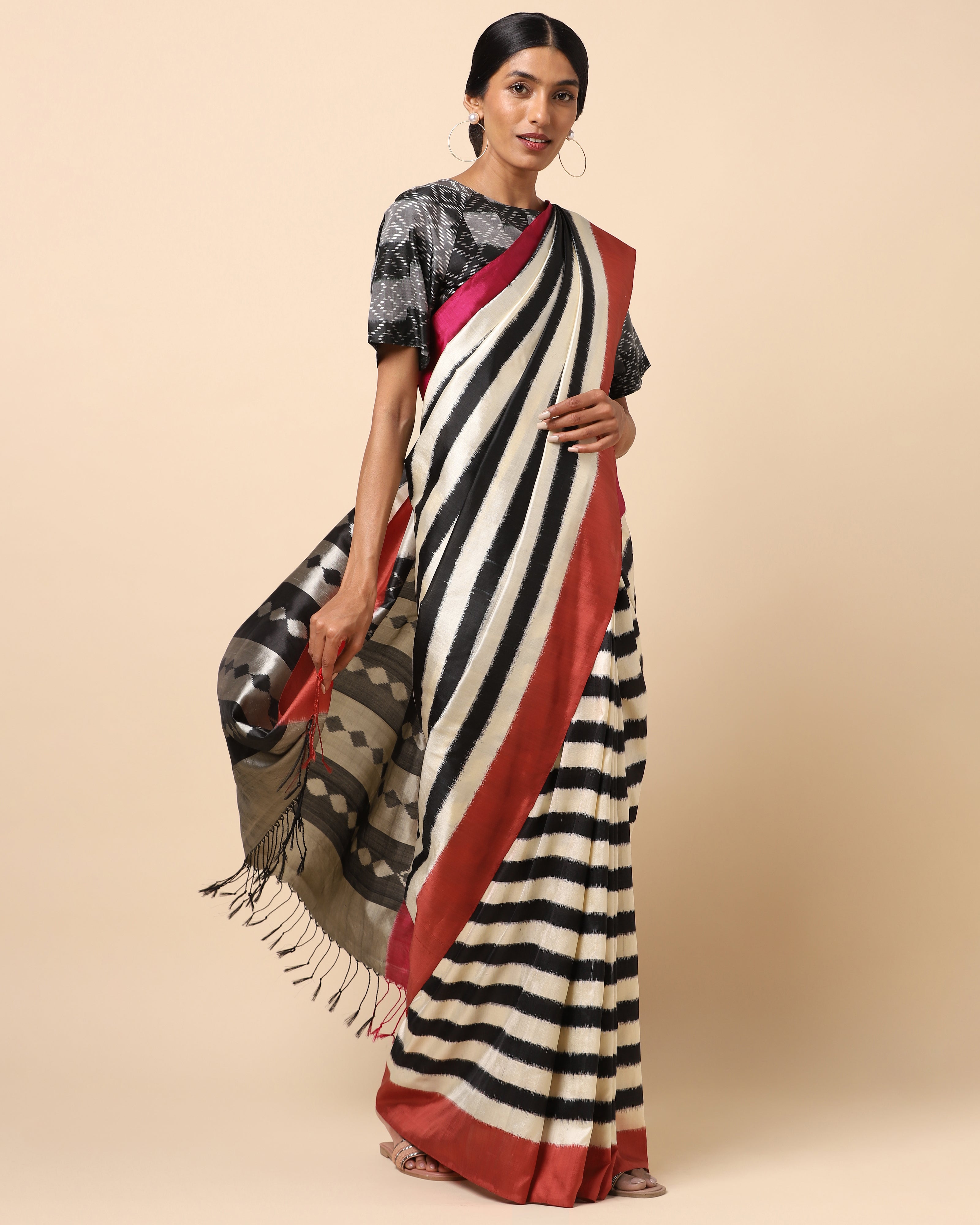 Dhriti Pochampally Weft Ikat Silk Saree