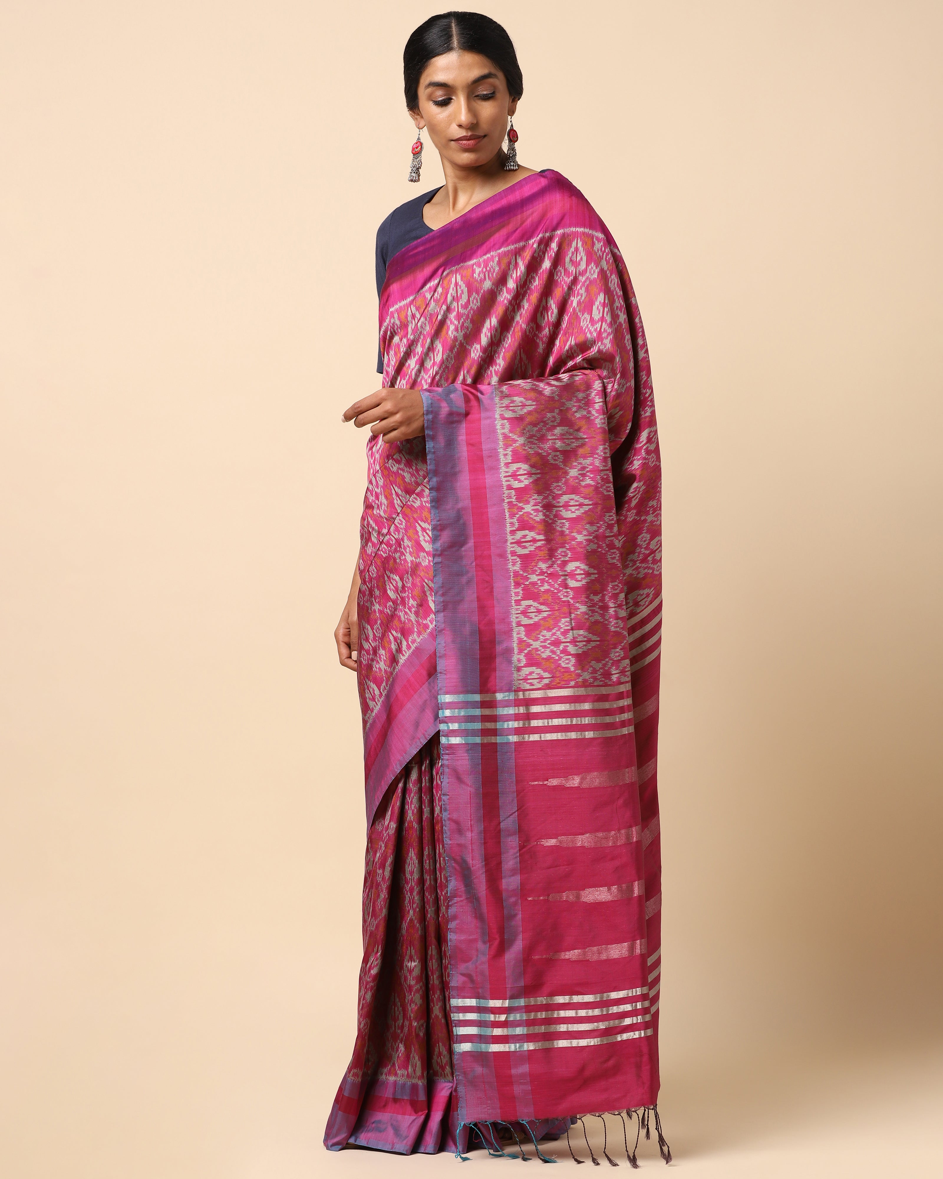 Jayasvi Pochampally Weft Ikat Silk Saree