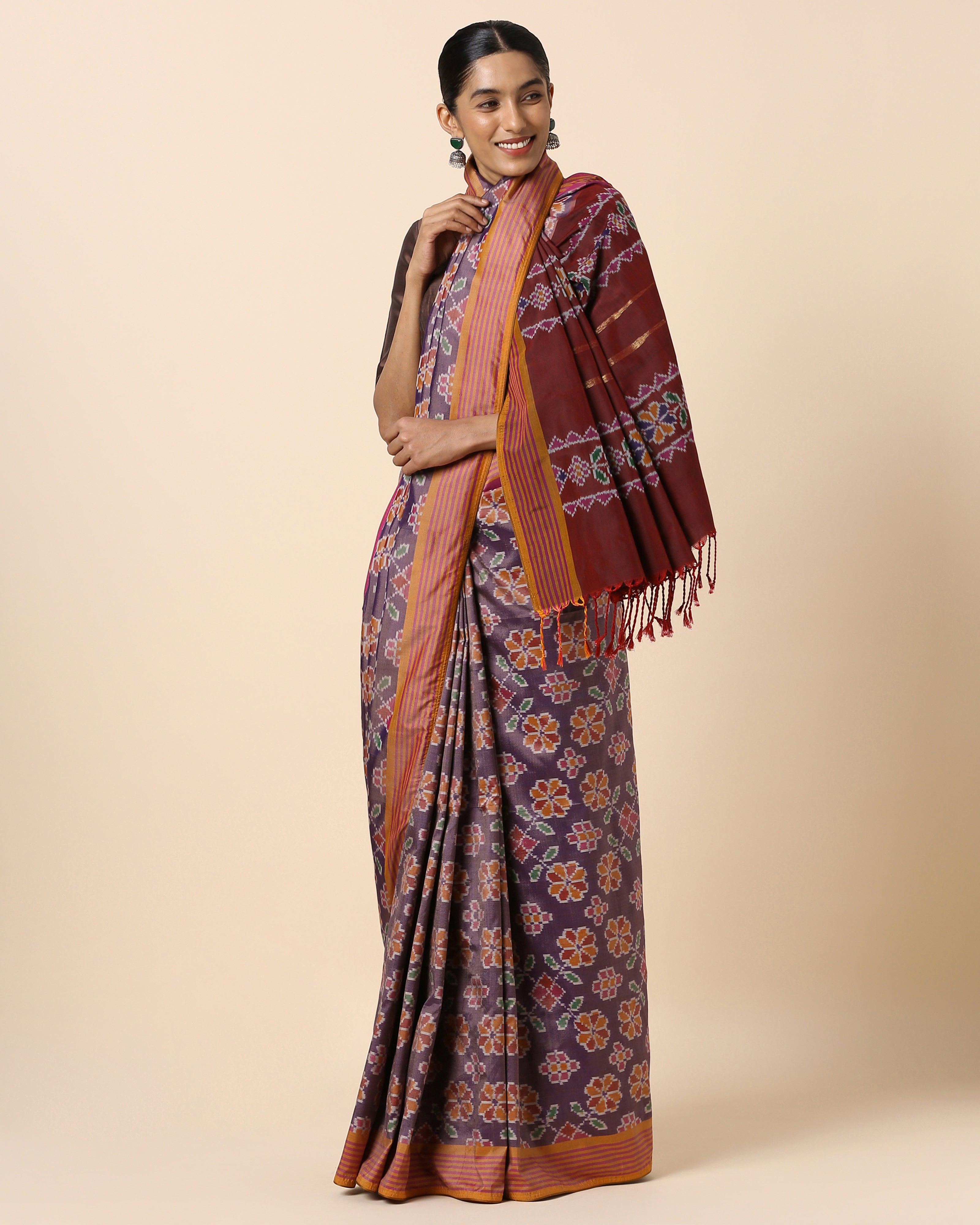 Soneeka Pochampally Warp Ikat Silk Saree