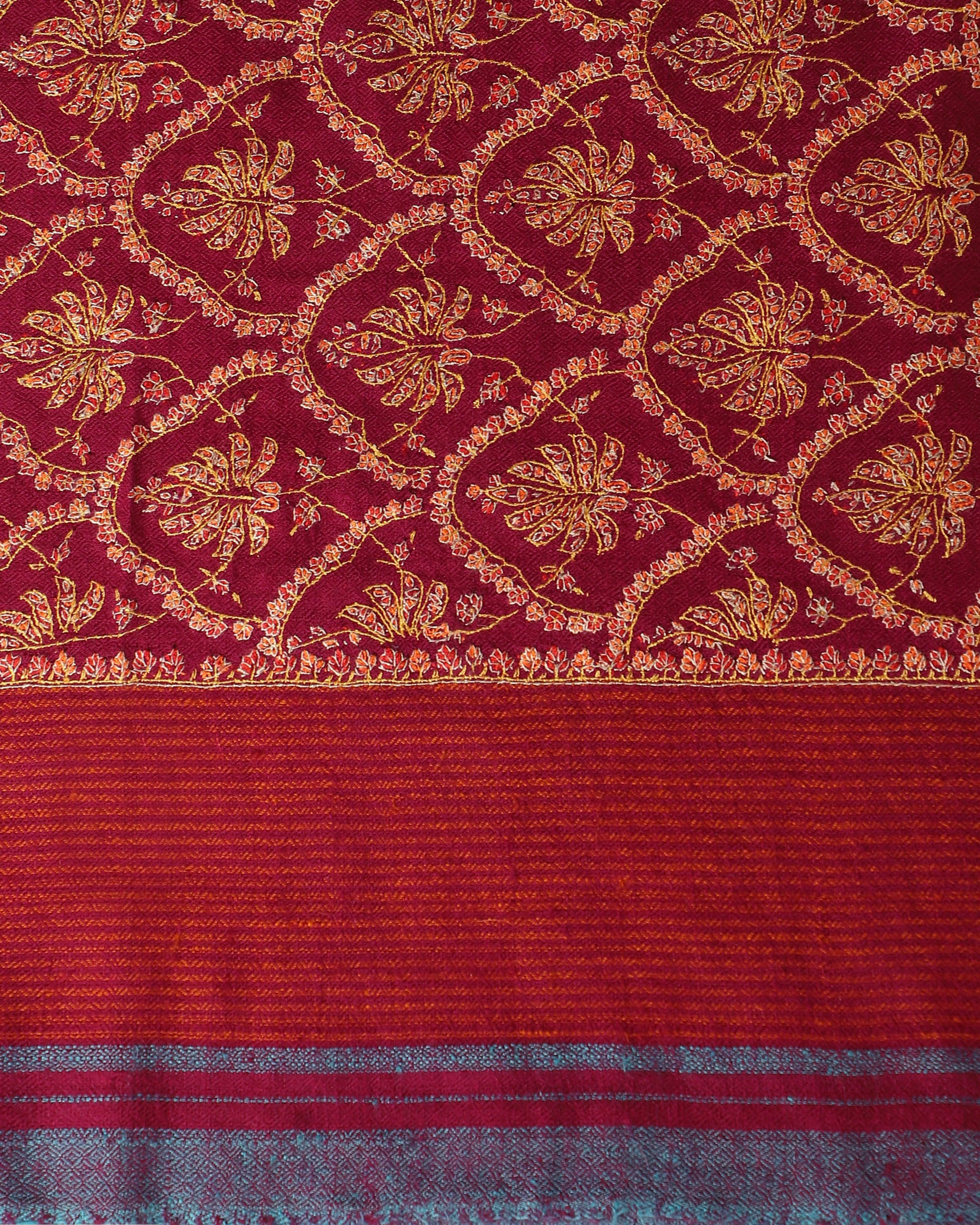 Sayan Kashmir Sozni Embroidery Pashmina Saree