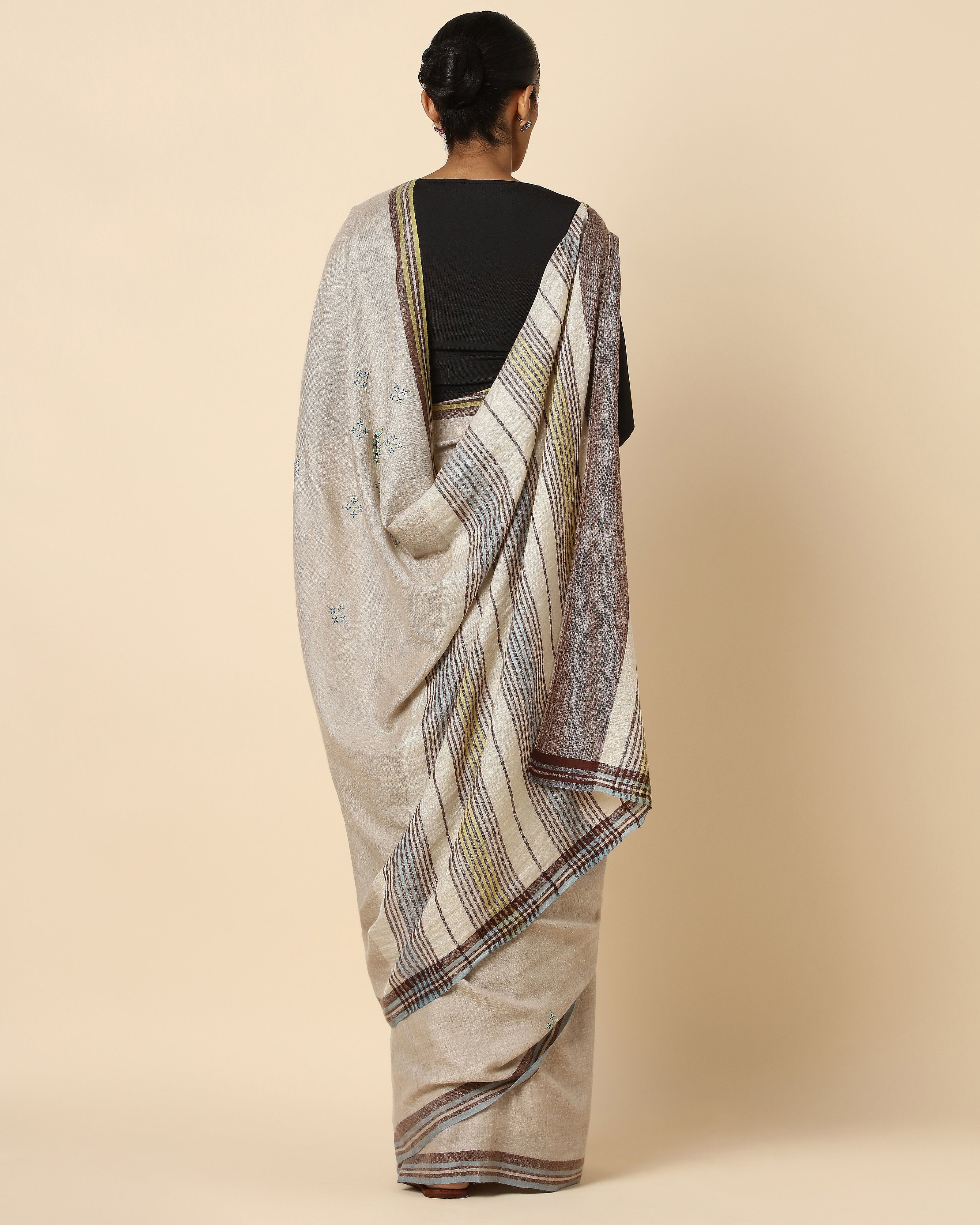 Komal Kashmir Sozni Embroidery Pashmina Saree