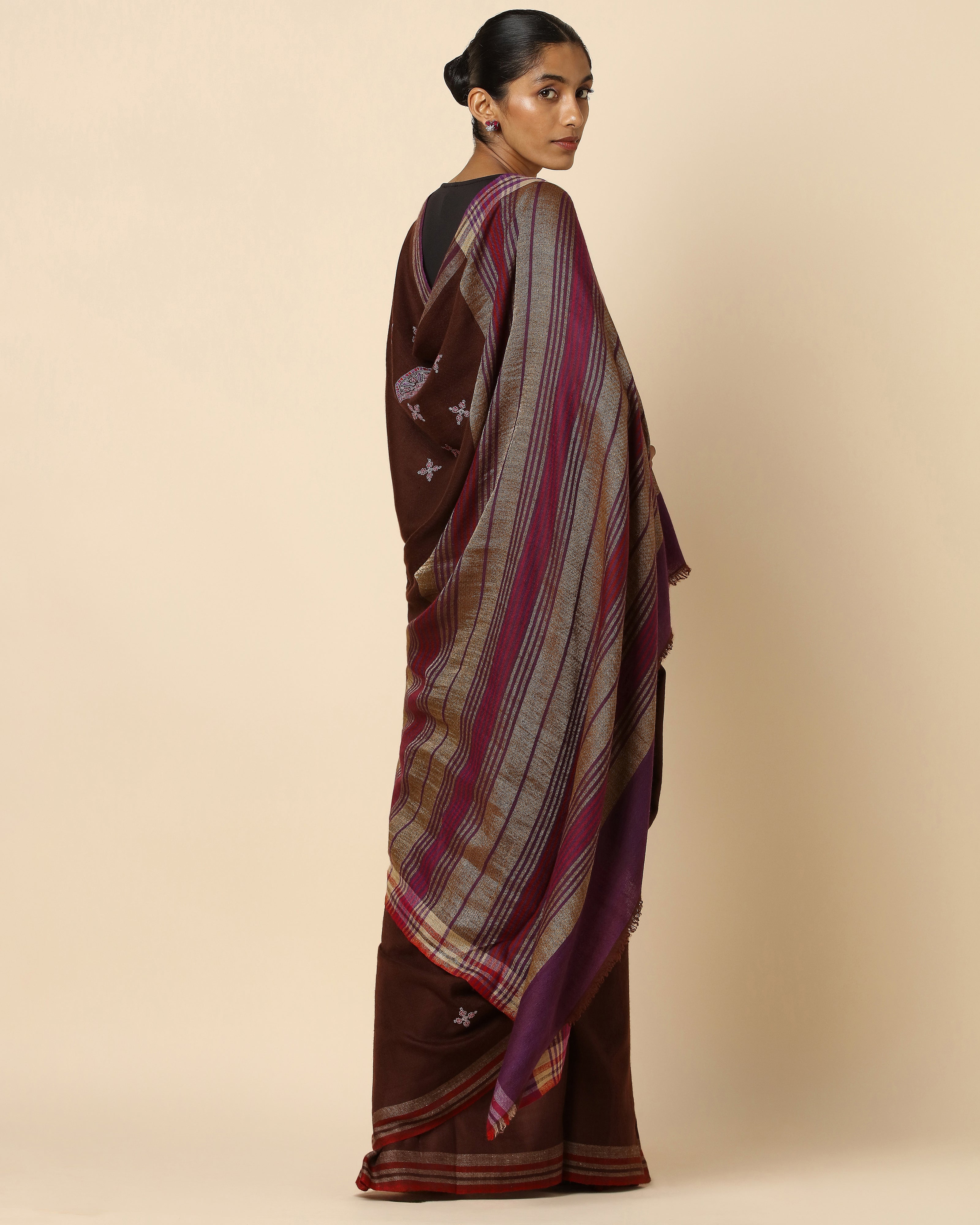 Komal Kashmir Sozni Embroidery Pashmina Saree