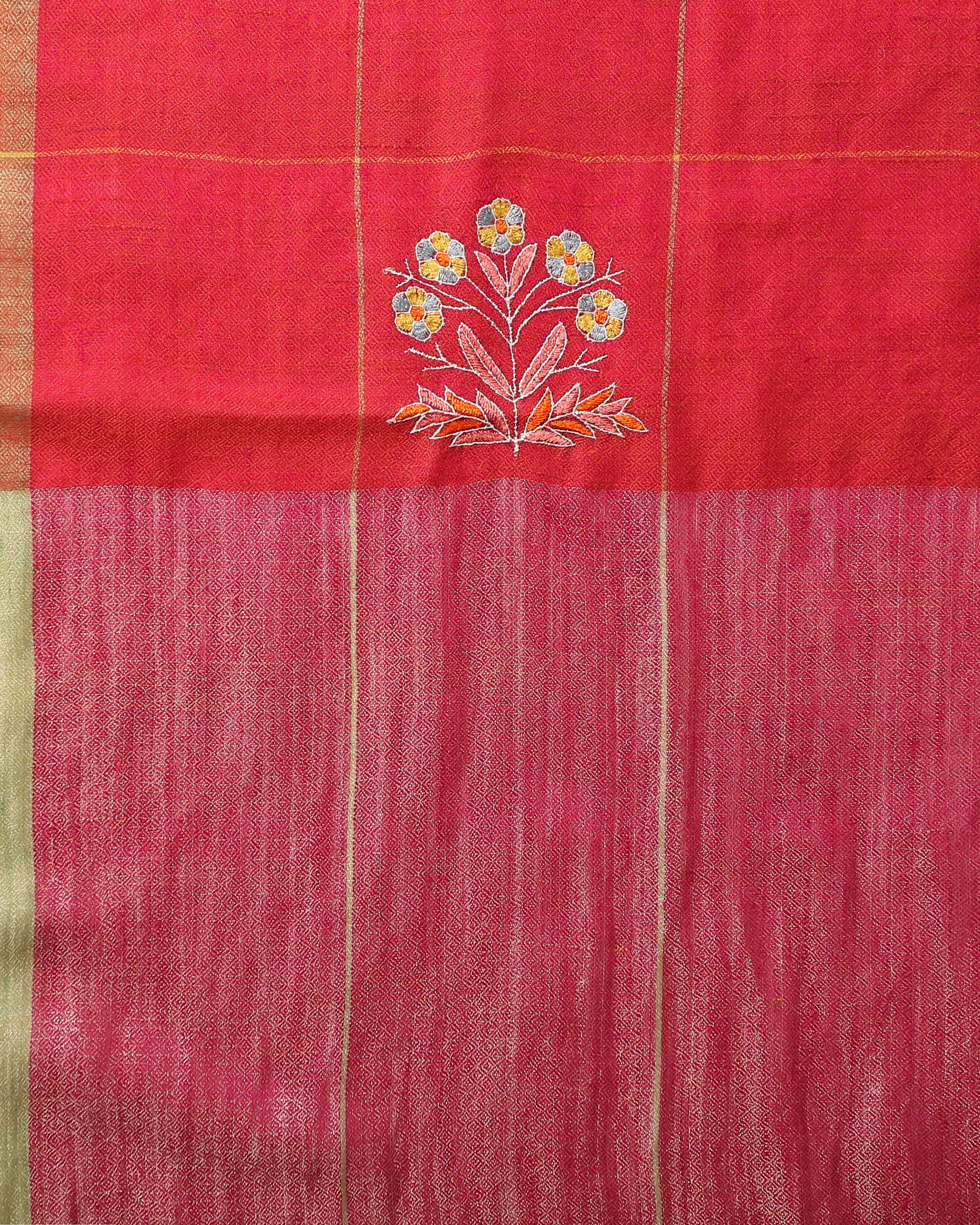 Eshal Kashmir Sozni Embroidery Pashmina Saree