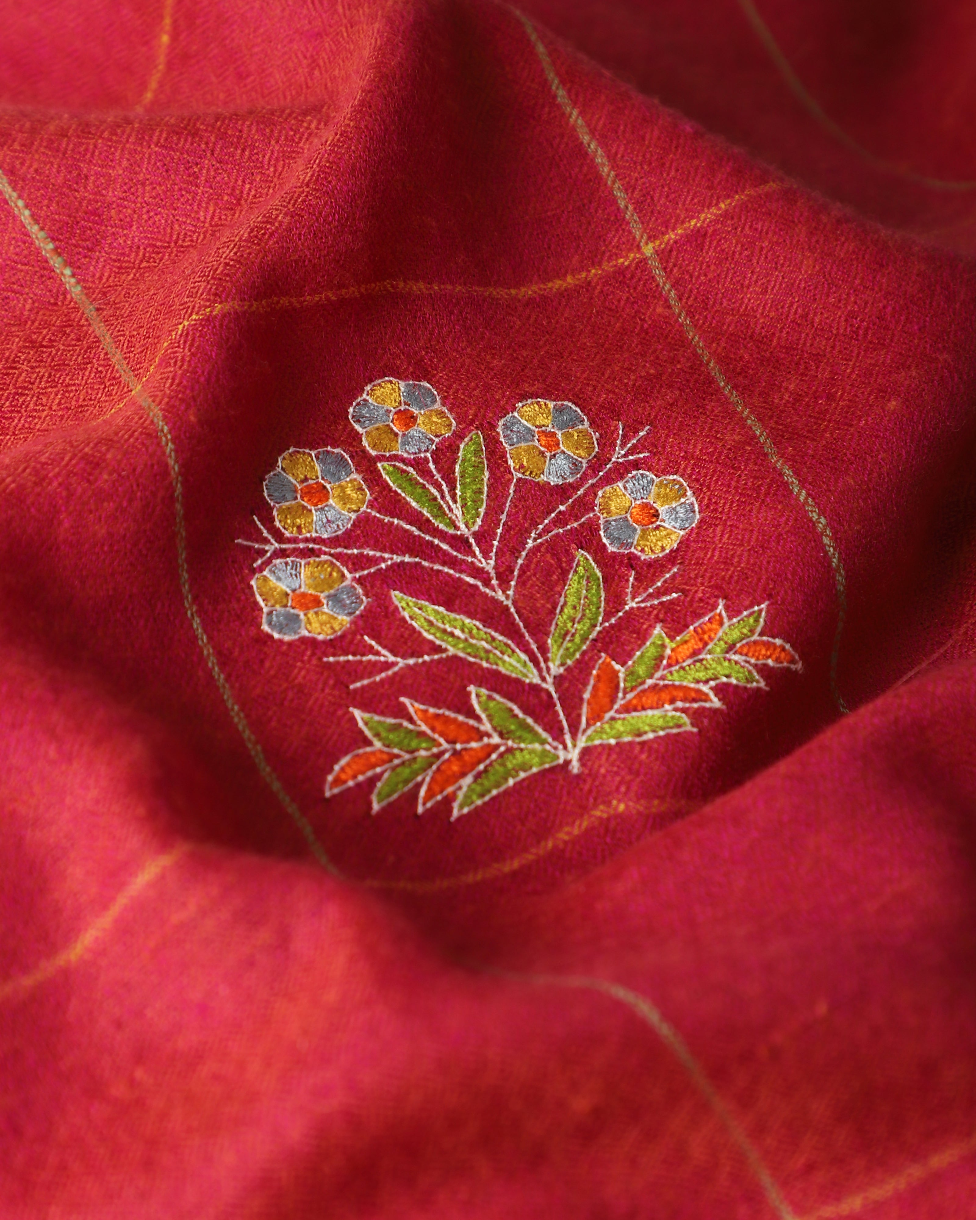 Eshal Kashmir Sozni Embroidery Pashmina Saree