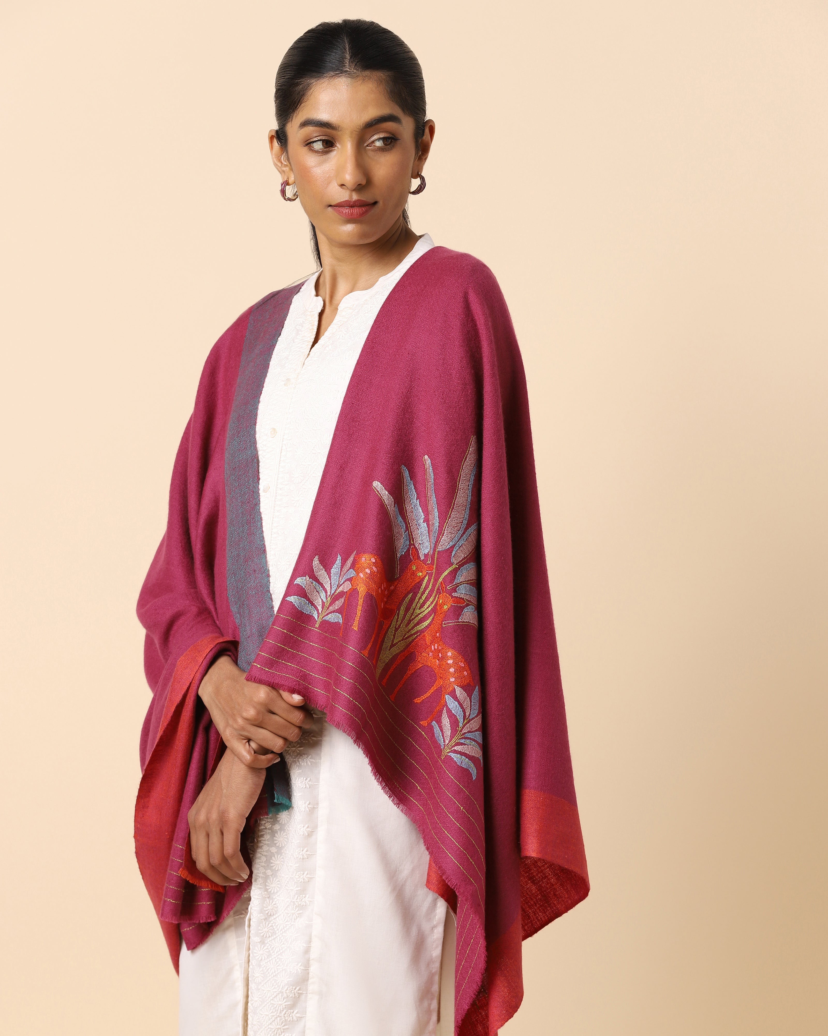 Hiran Kashmir Sozni Embroidery Pashmina Shawl