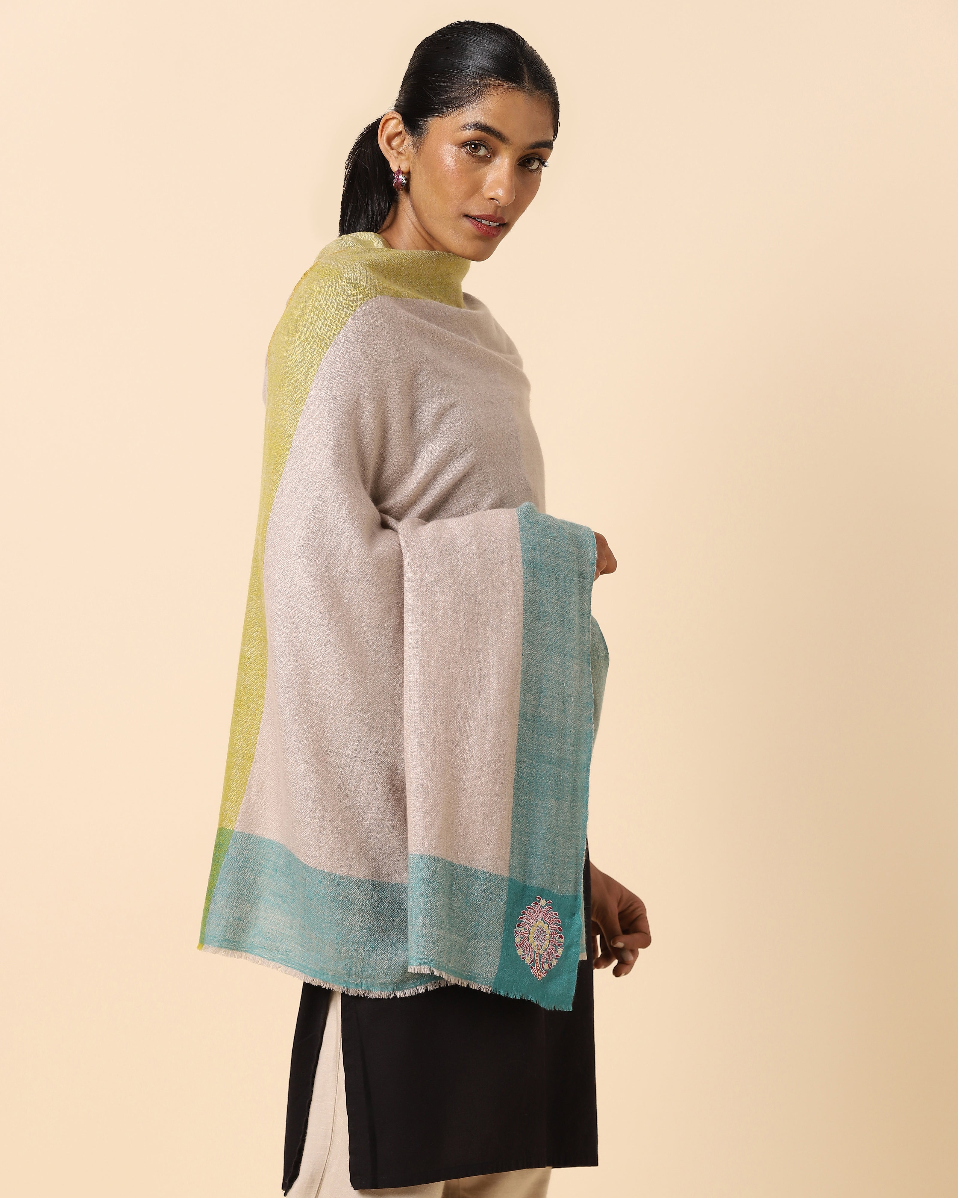 Rekha Kashmir Sozni Embroidery Pashmina Shawl