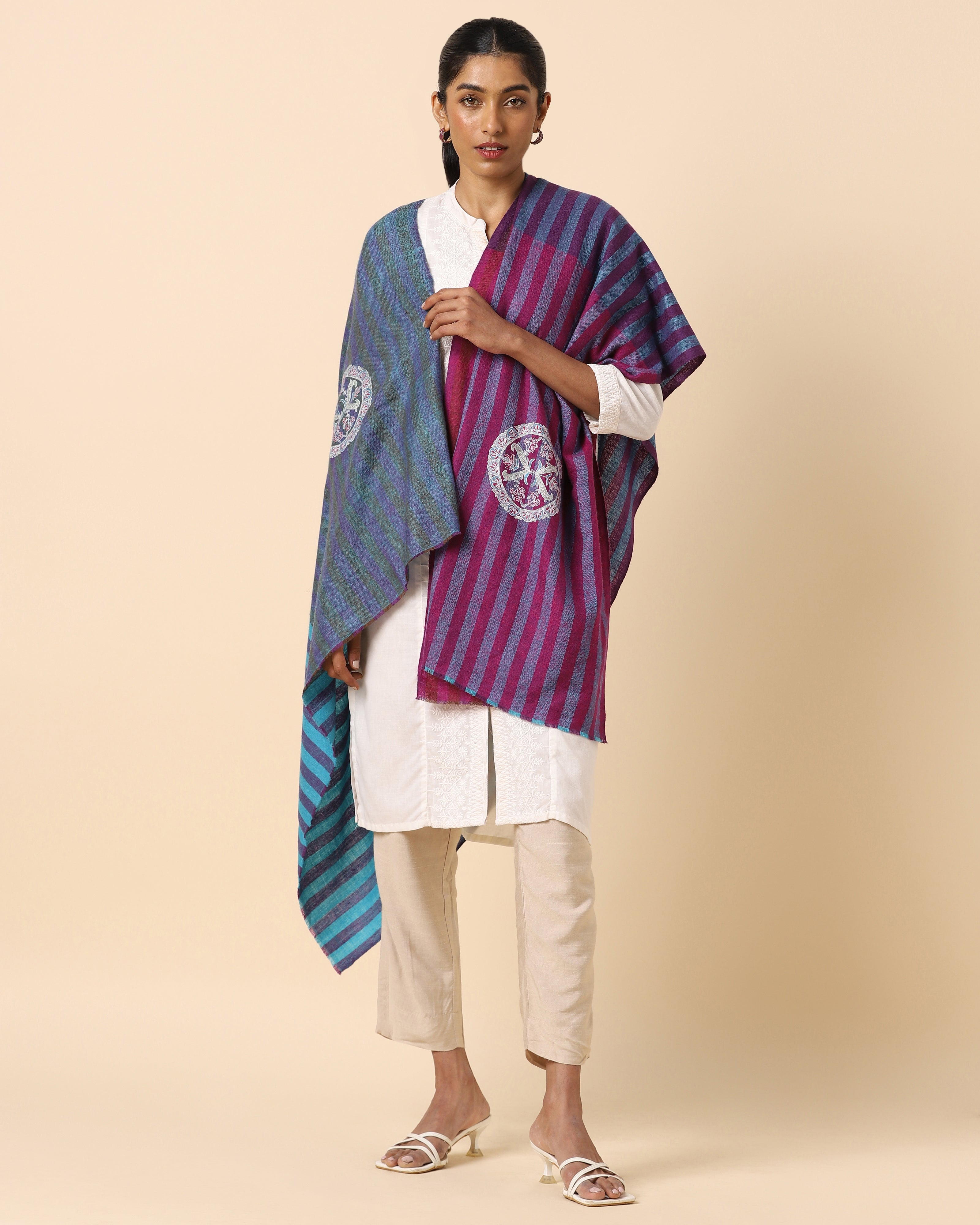 Vrutha Kashmir Sozni Embroidery Pashmina Shawl