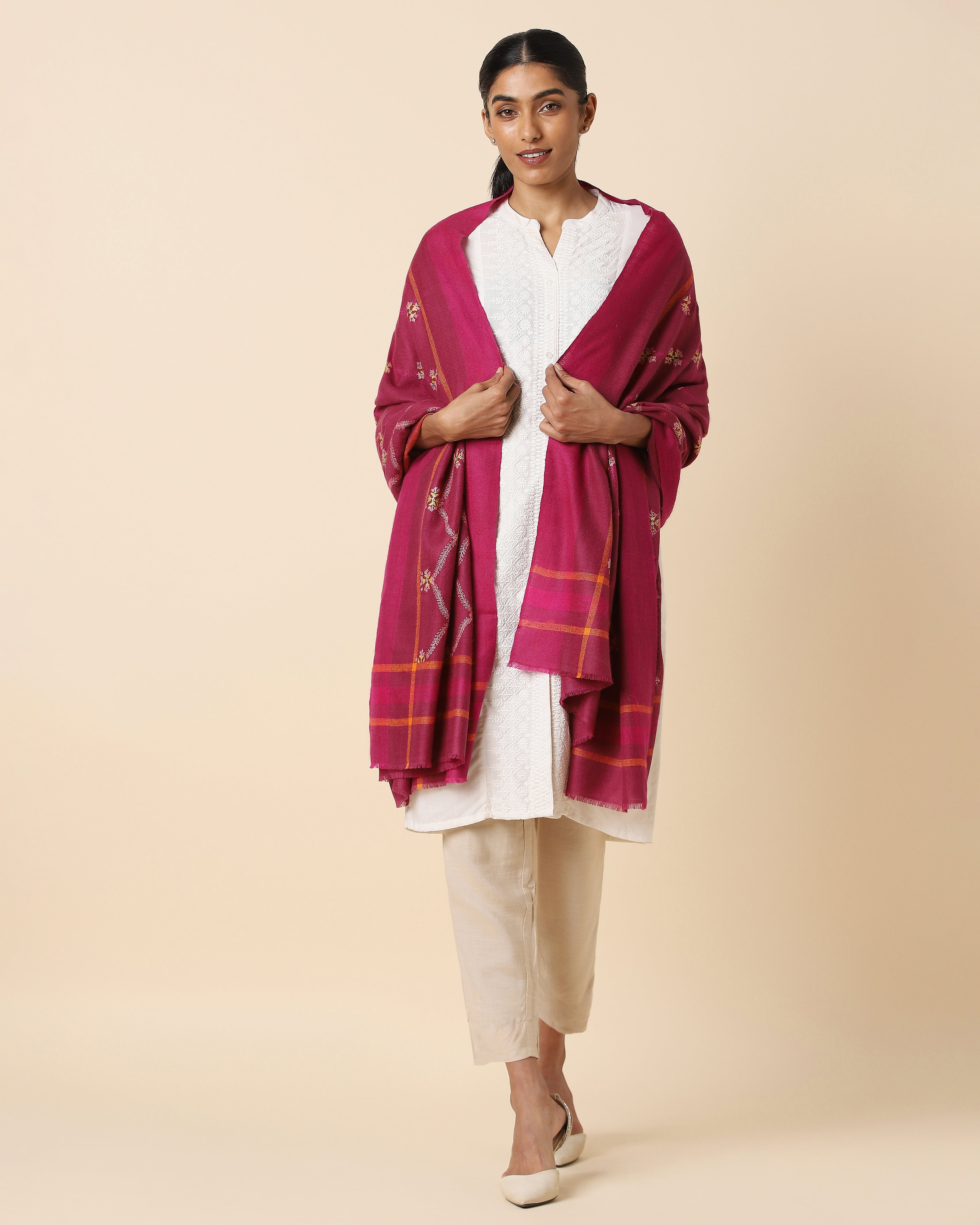 Akarsh Kashmir Sozni Embroidery Pashmina Shawl