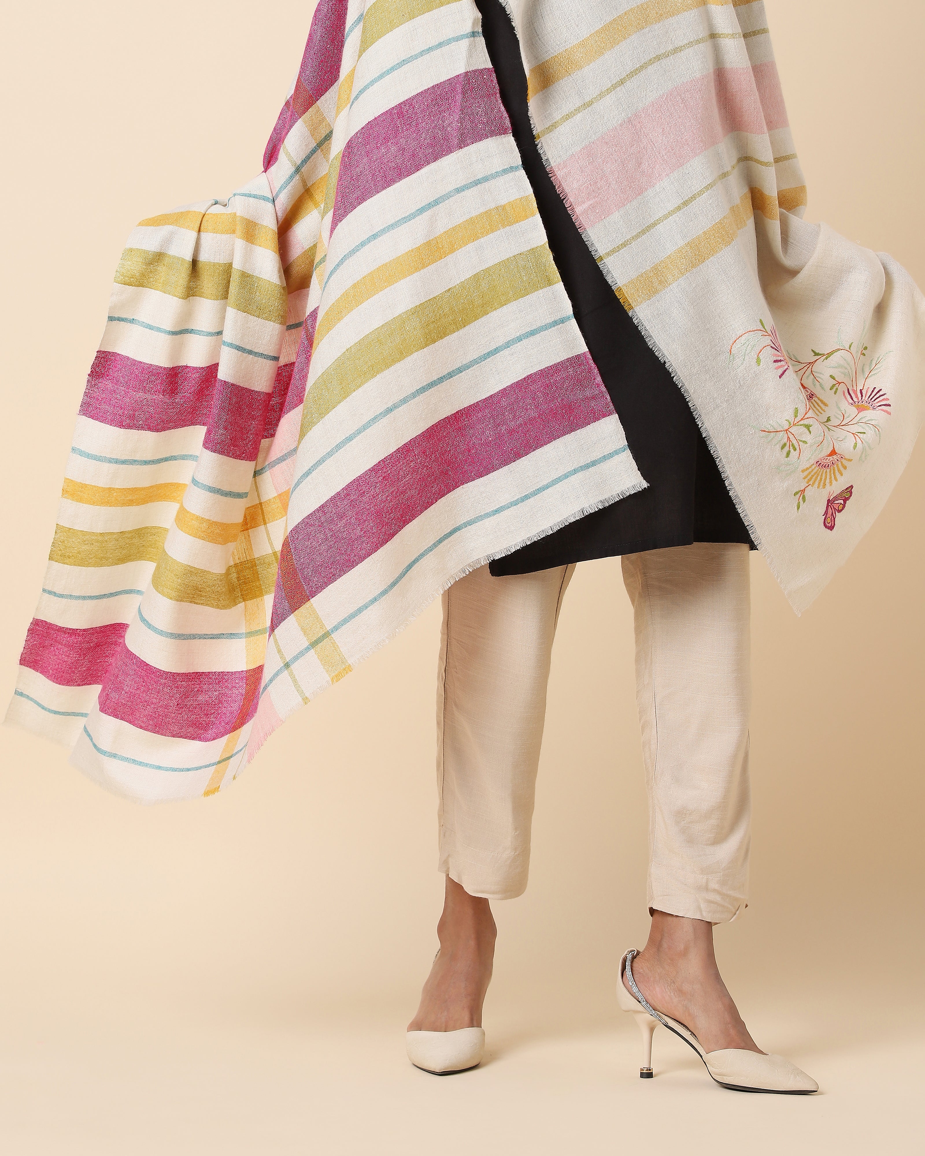 Chahat Kashmir Sozni Embroidery Pashmina Shawl