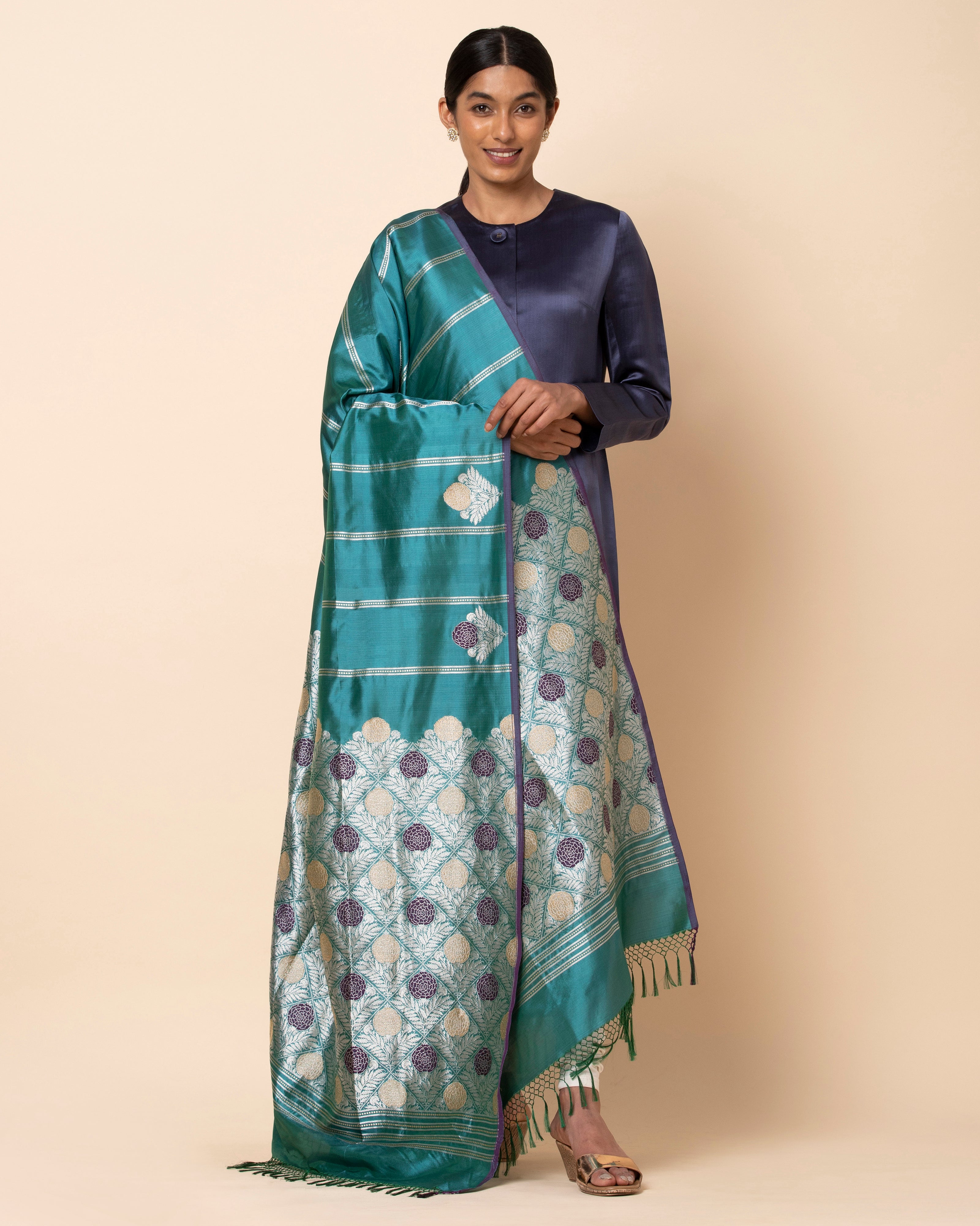 Ishvari Banarasi Kadwa Silk Dupatta