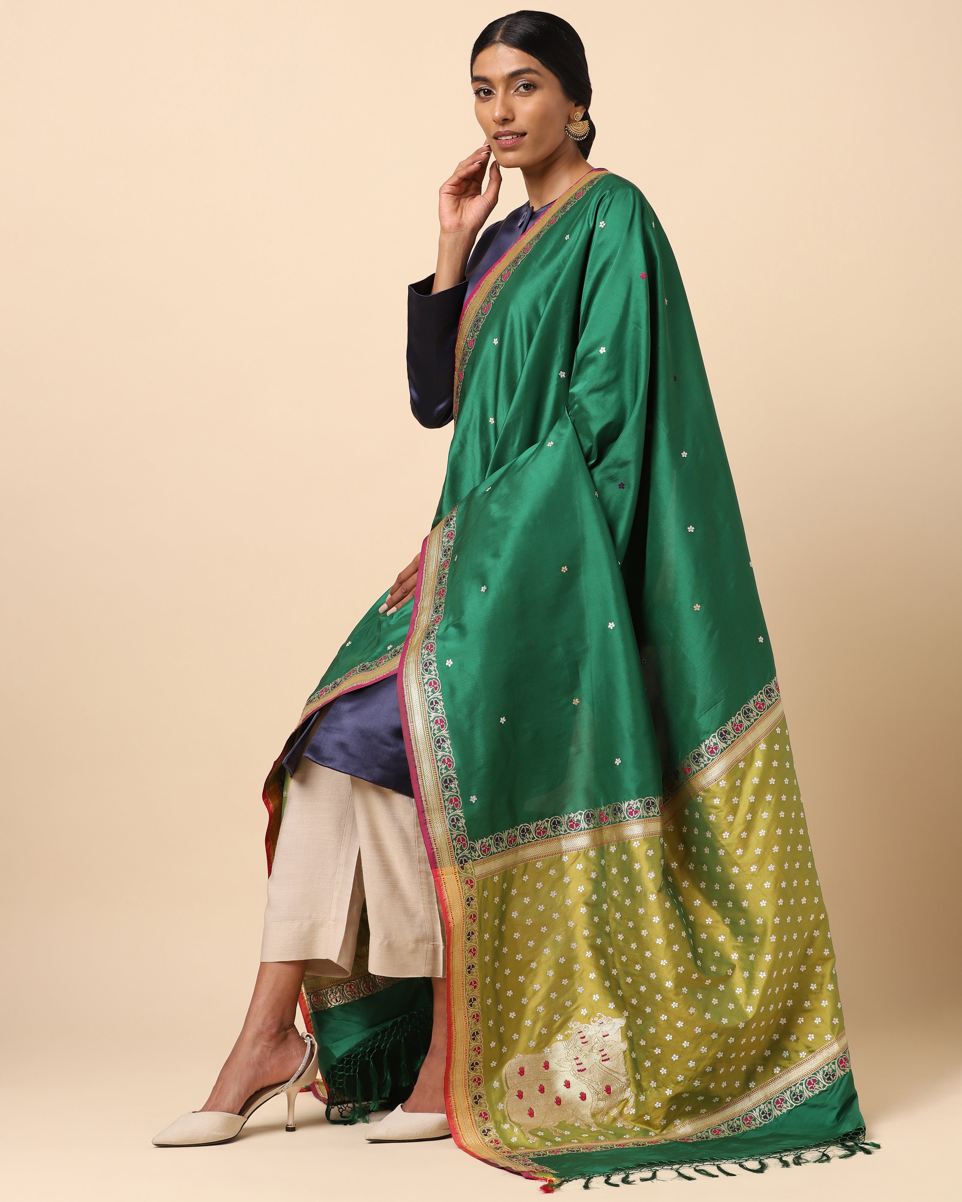Nandi Banarasi Kadwa Silk Dupatta
