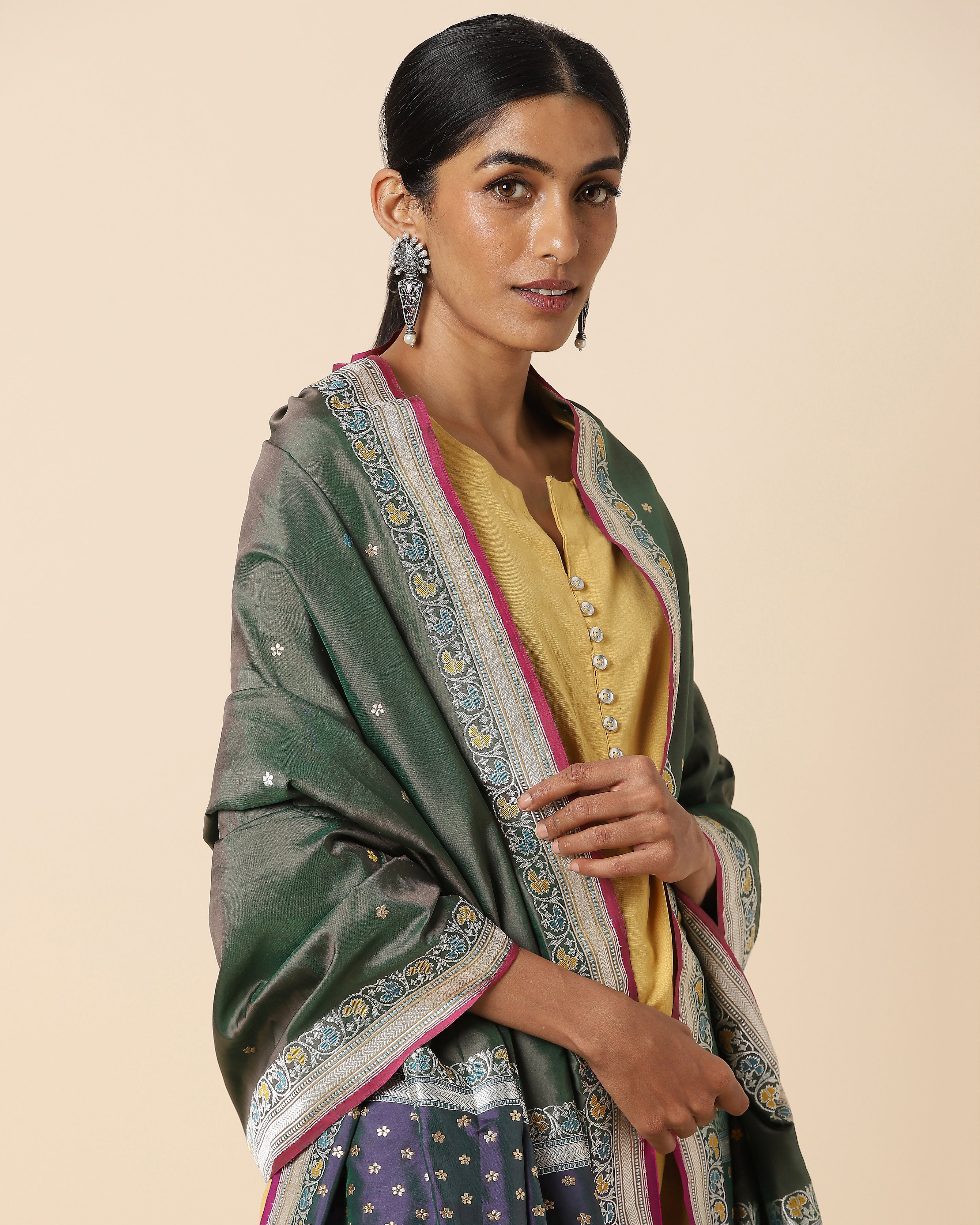 Nandi Banarasi Kadwa Silk Dupatta